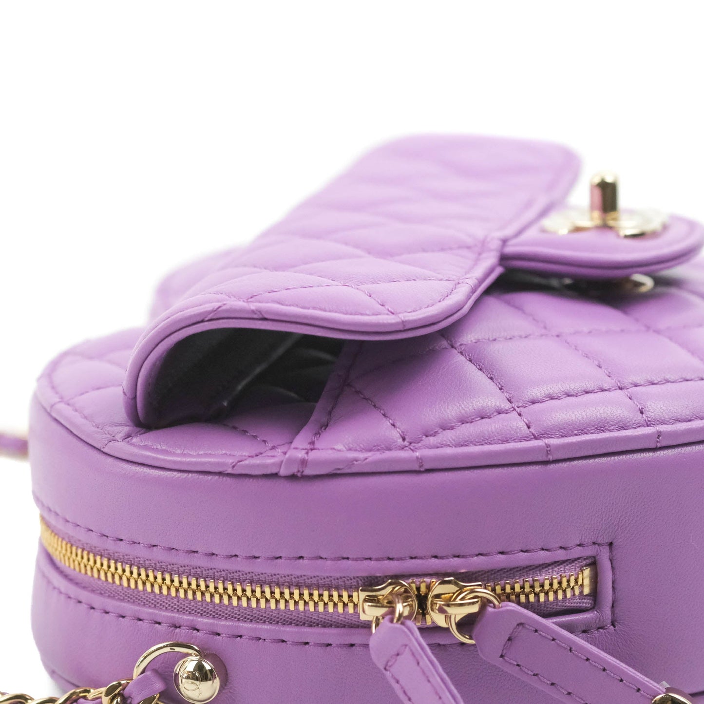 Chanel Large Heart Bag Purple Lambskin Gold Hardware 22S