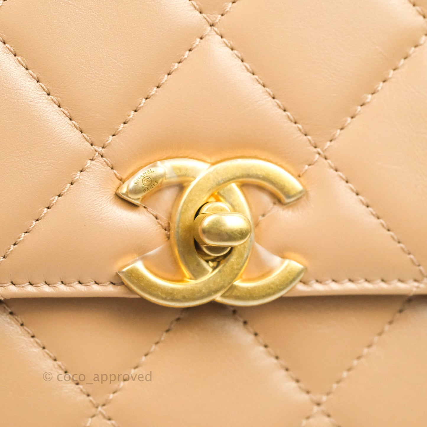 Chanel Quilted Mini Perfect Fit Adjustable Beige Calfskin Gold Hardware 21A