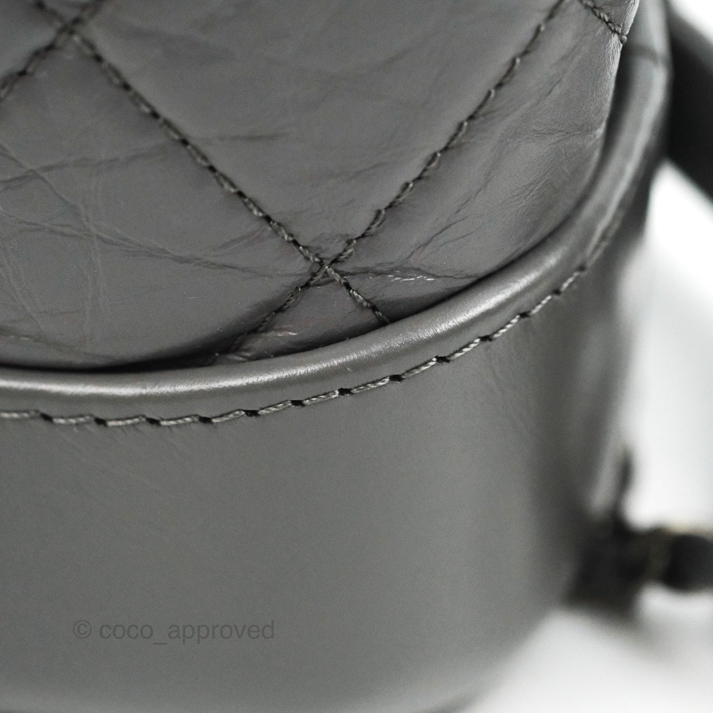 Chanel Quilted Small Gabrielle Hobo Grey Calfskin Mixed Hardware