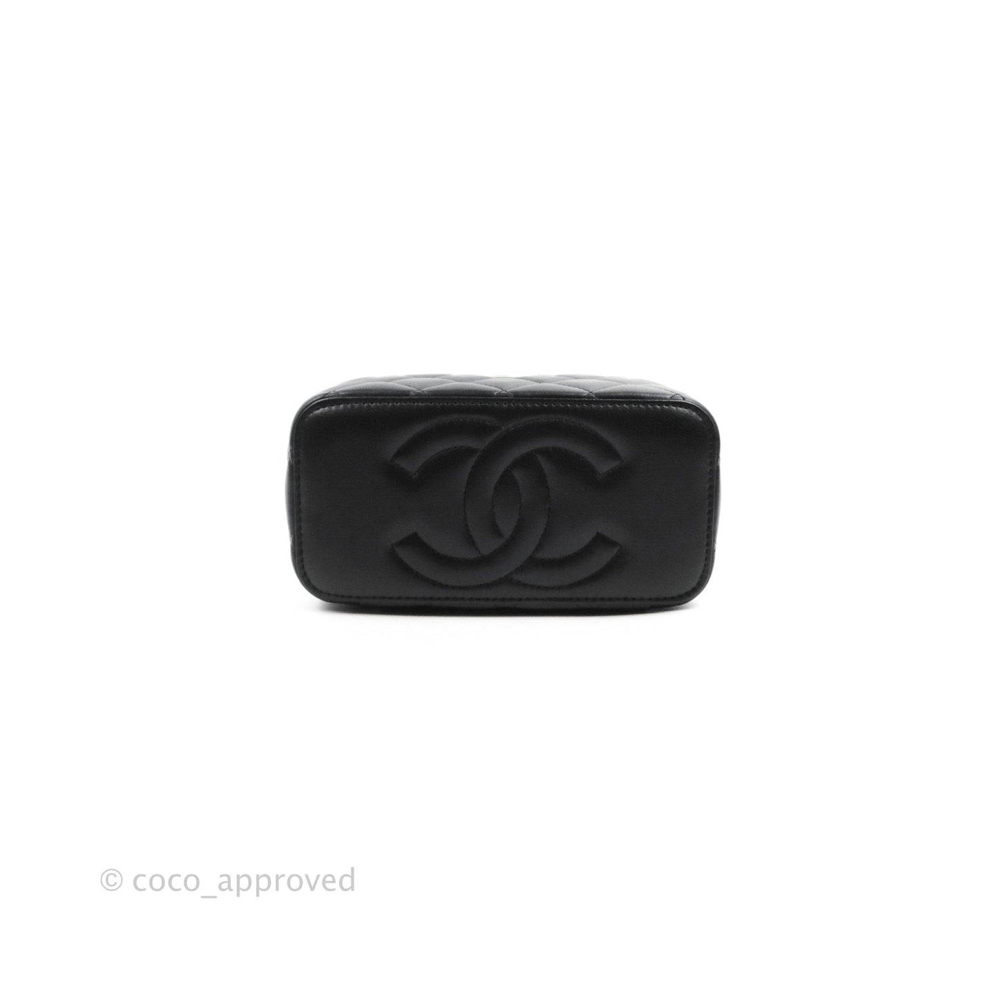 Chanel Vanity with COCO Heart Chain Black Lambskin Aged Gold Hardware