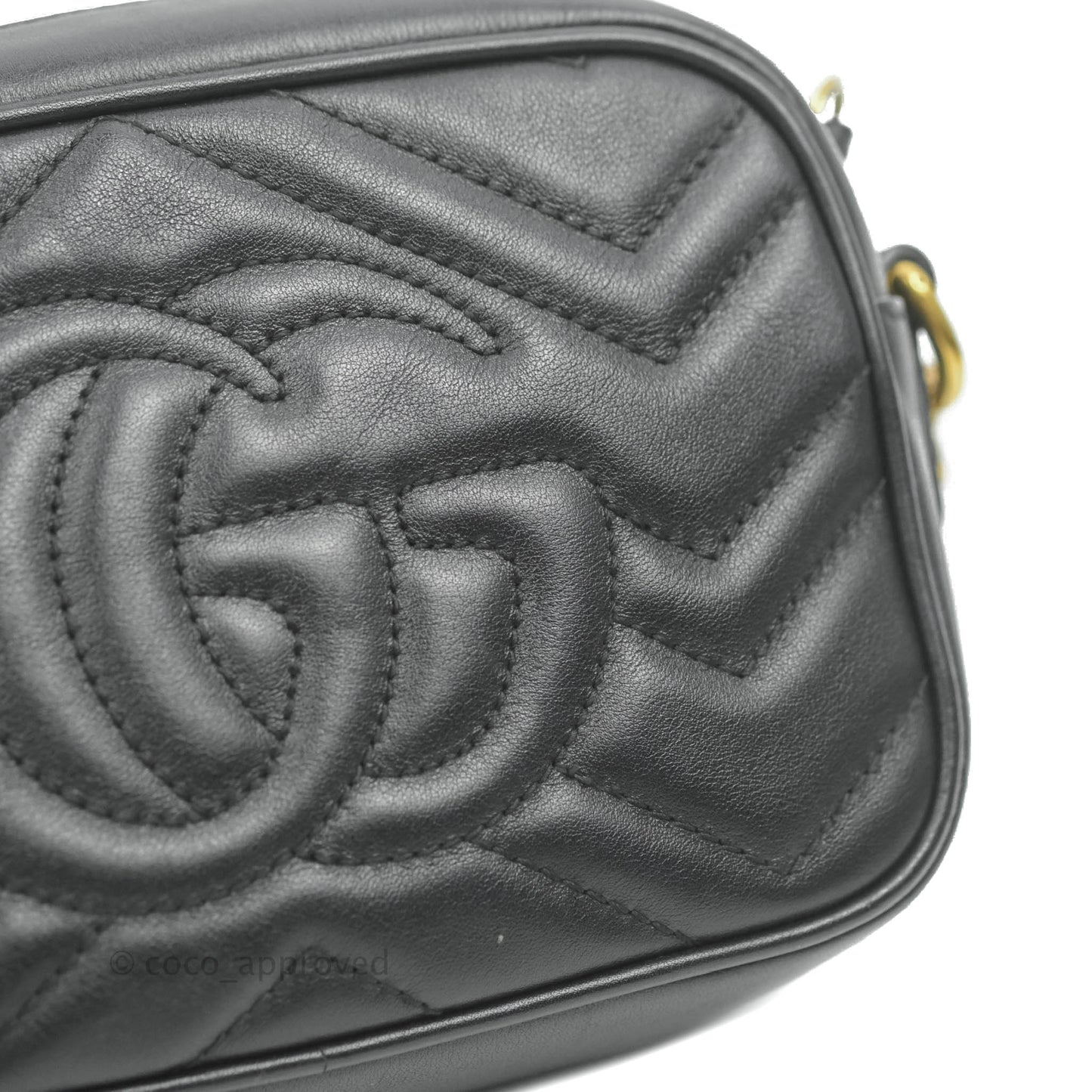 Gucci Mini Matelasse GG Marmont Camera Bag Black Calfskin Gold Hardware
