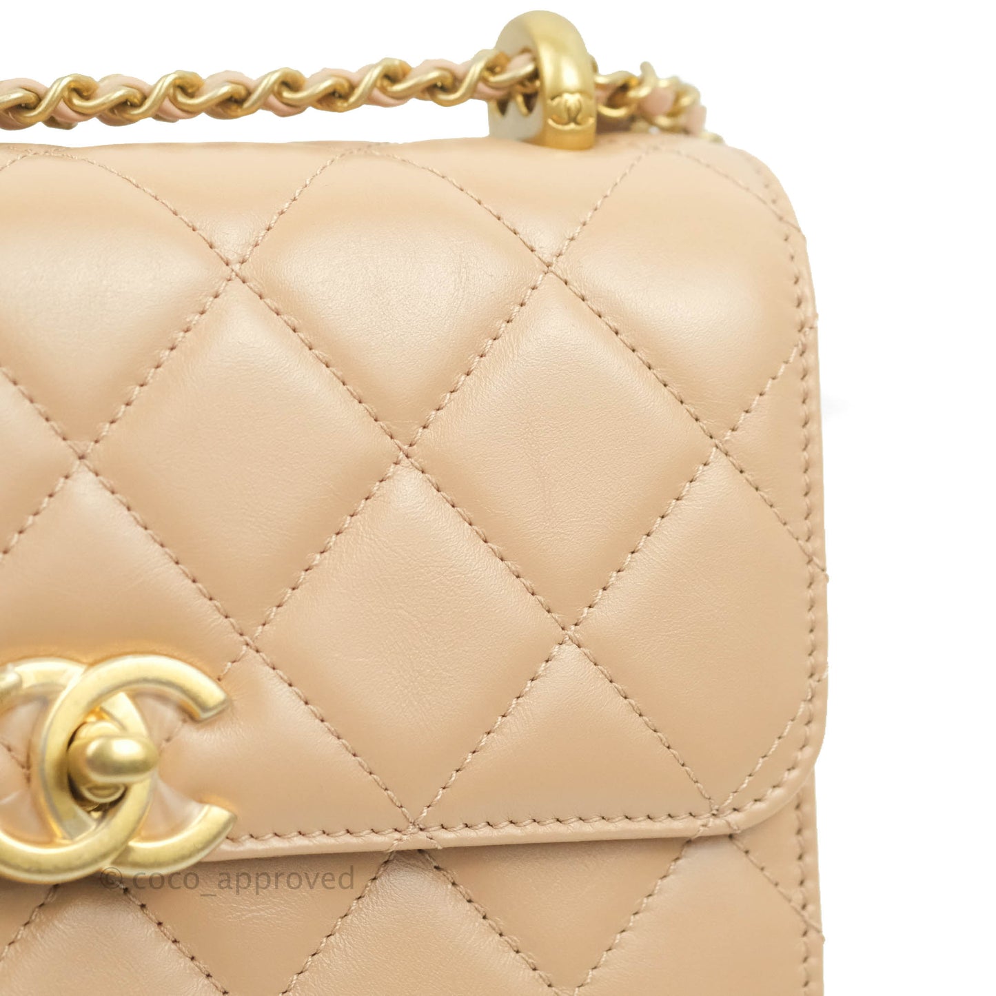 Chanel Quilted Mini Perfect Fit Adjustable Beige Calfskin Gold Hardware 21A