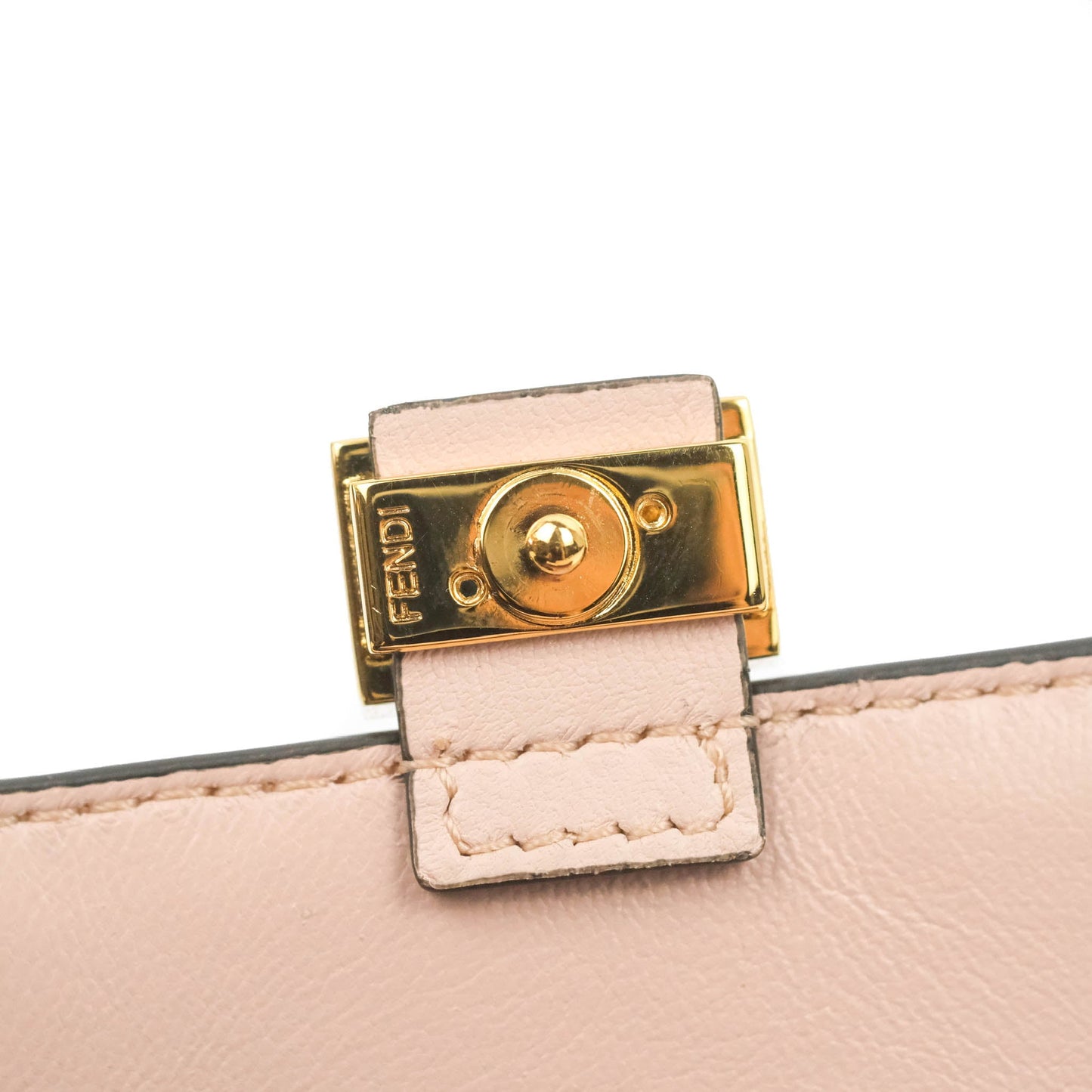 Fendi Nappa FF Embossed Nano Baguette Charm Beige Pink