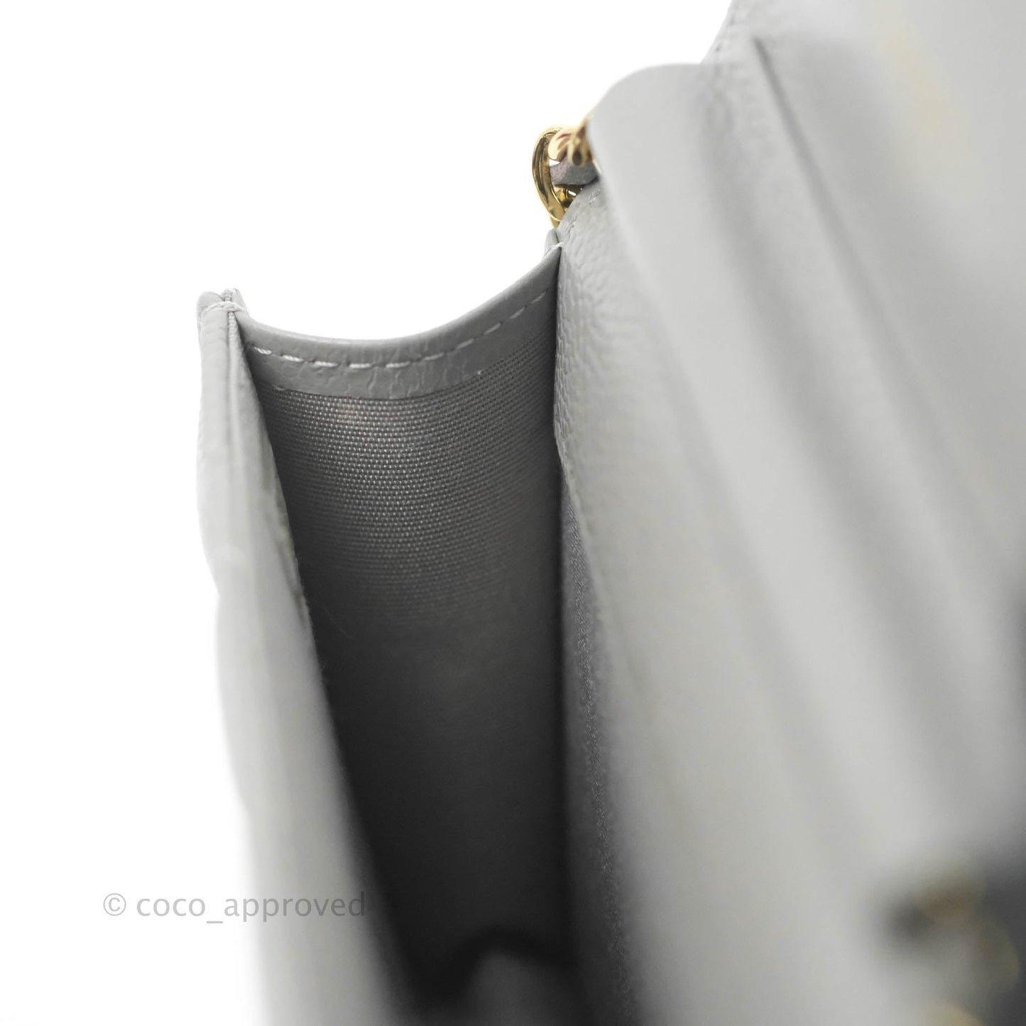 Chanel Miss Coco Clutch With Chain Quilted Grey Caviar Gold Hardware