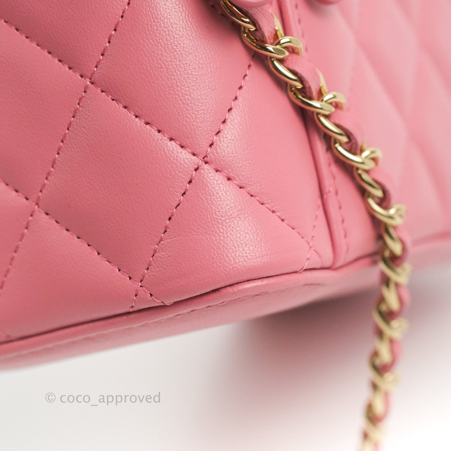 Chanel Vanity Rectangular Top Handle Pink Lambskin Gold Hardware