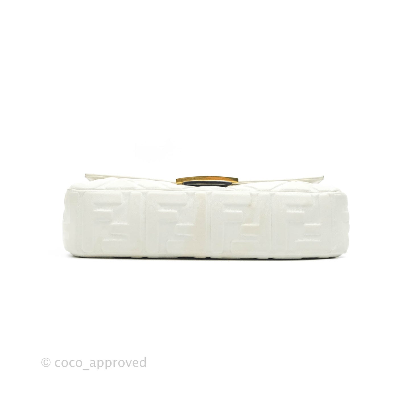 Fendi Medium Baguette Bag White Calfskin Gold Hardware