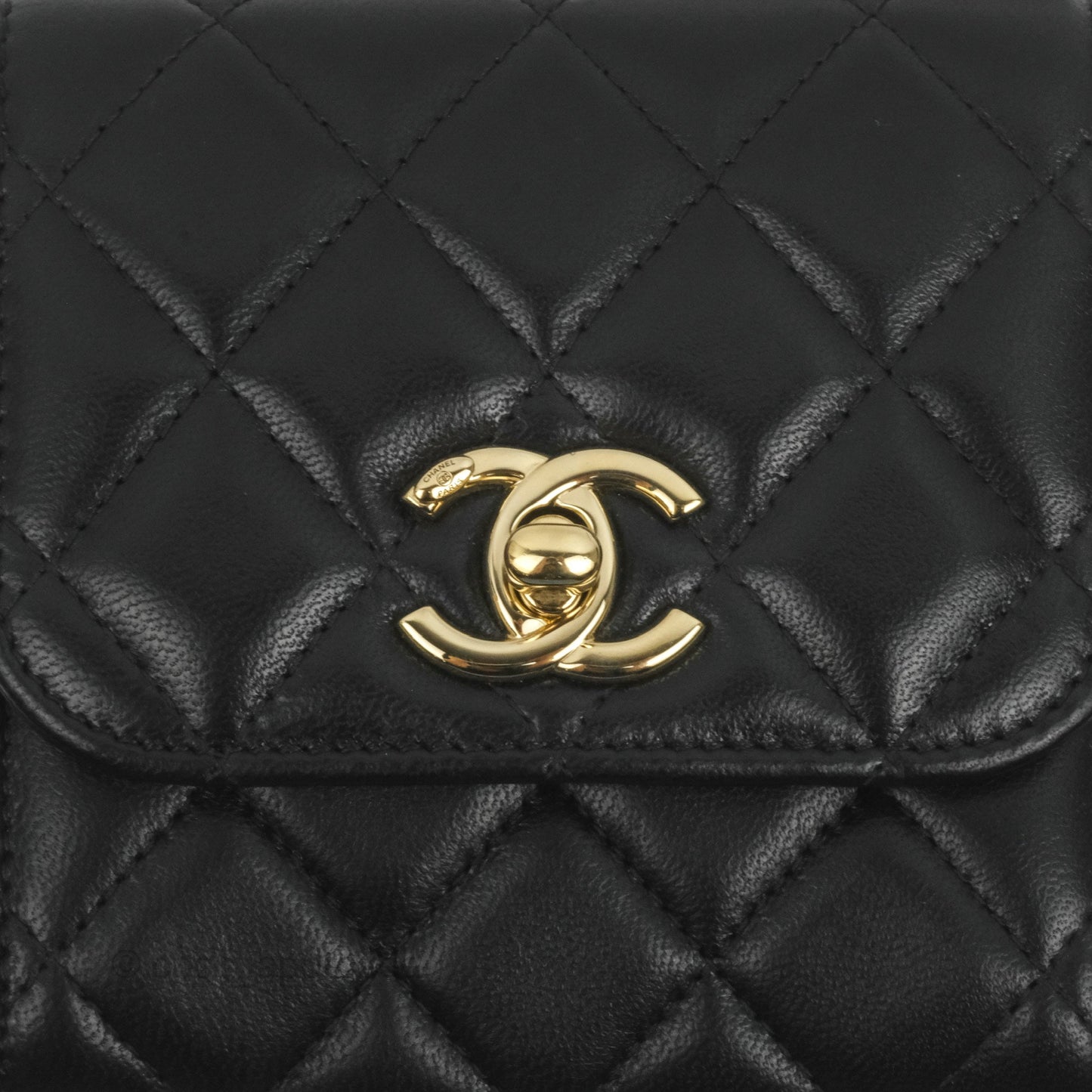 Chanel Mini Quilted Trendy CC Clutch With Chain Black Lambskin Gold Hardware