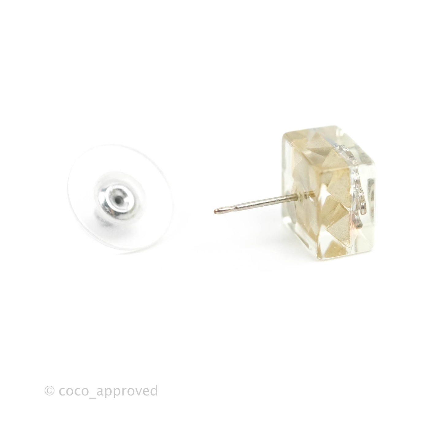 Chanel CC Earrings Clear Square