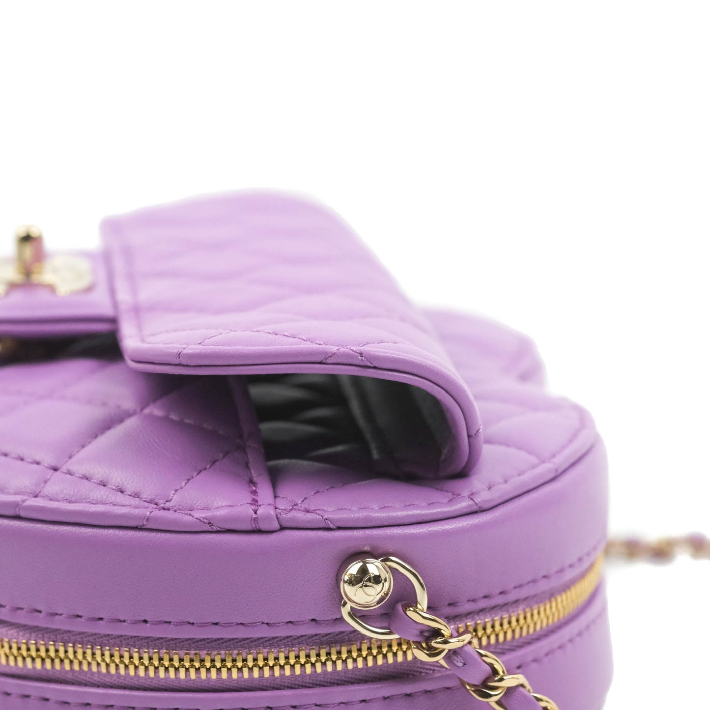 Chanel Large Heart Bag Purple Lambskin Gold Hardware 22S