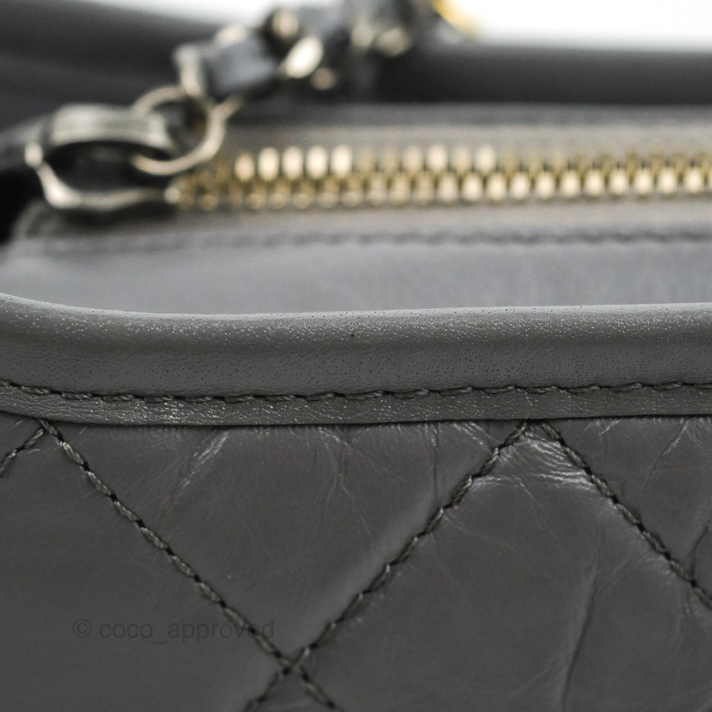 Chanel Quilted Small Gabrielle Hobo Grey Calfskin Mixed Hardware