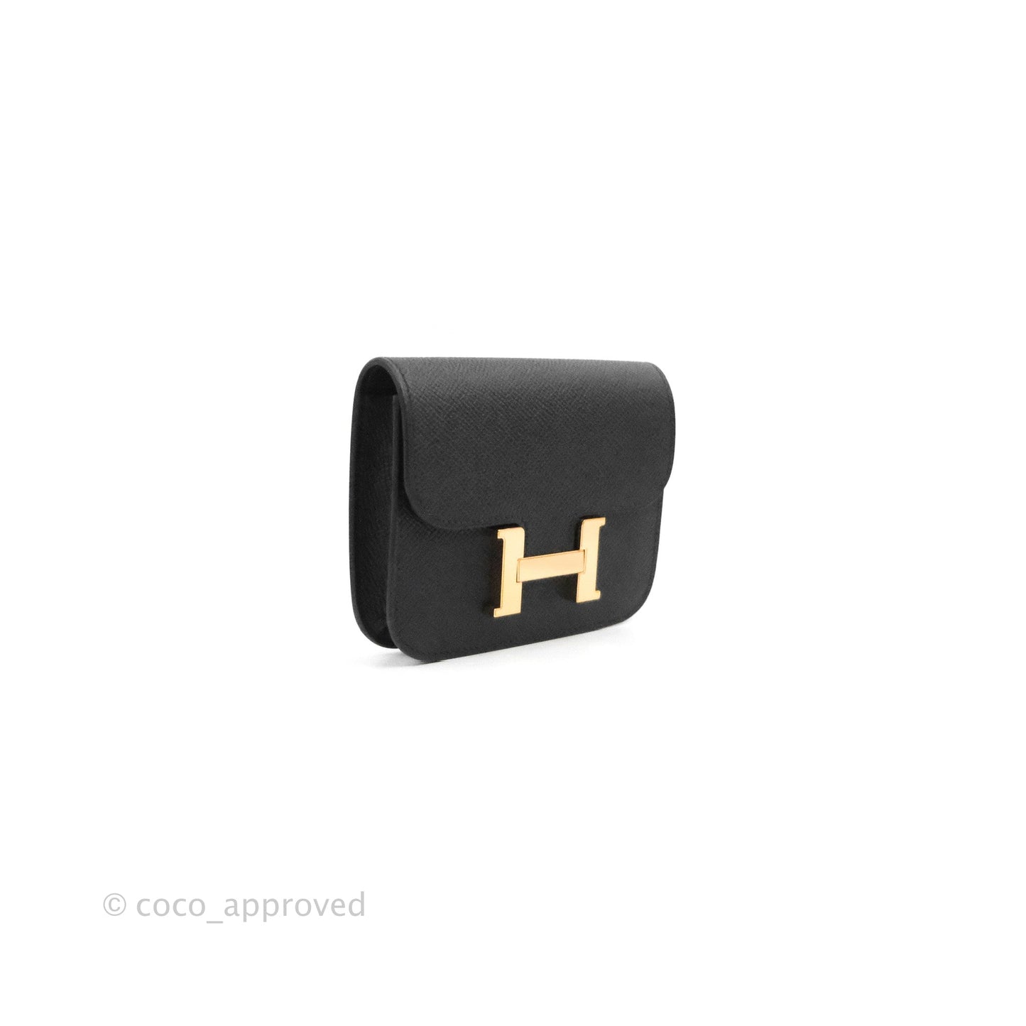 Hermès Constance Slim Wallet Black Epsom Rose Gold Hardware