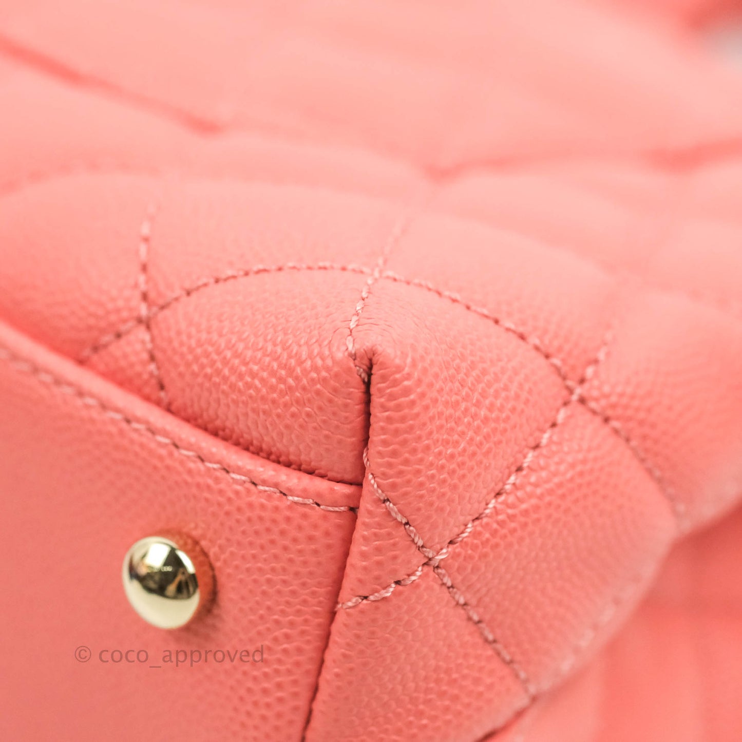 Chanel Small Quilted Coco Handle Coral Pink Caviar Gold Hardware