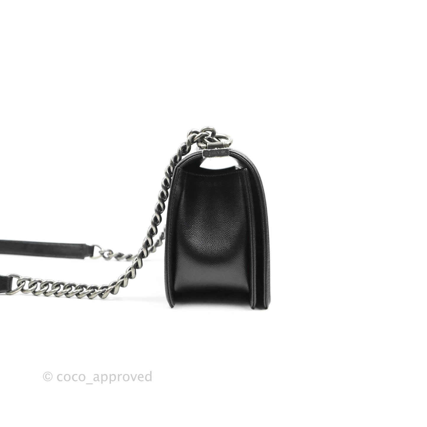 Chanel Boy Quilted Medium Black Caviar Ruthenium Hardware