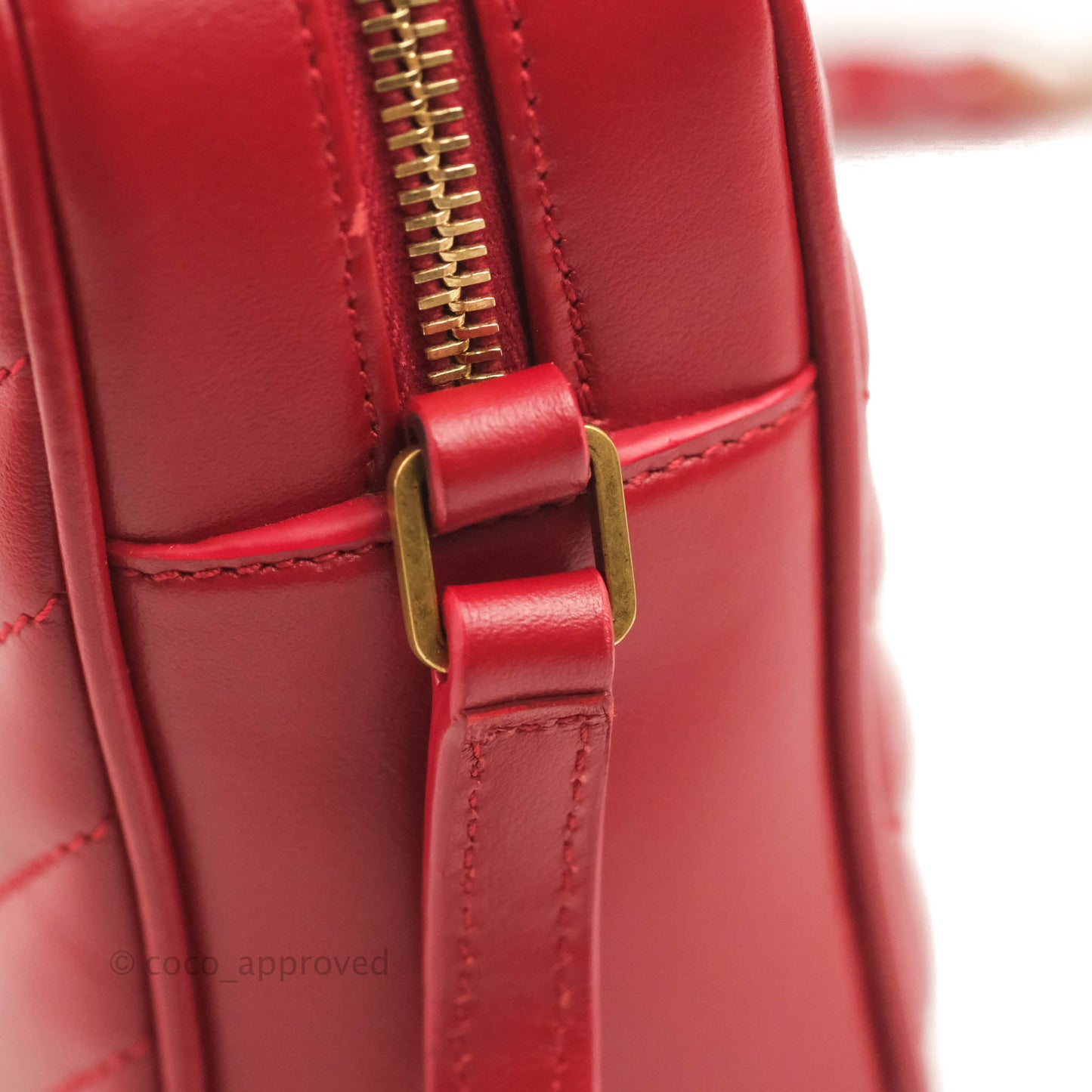 Saint Laurent Lou Quilted Camera Bag Red Calfskin Gold Hardware