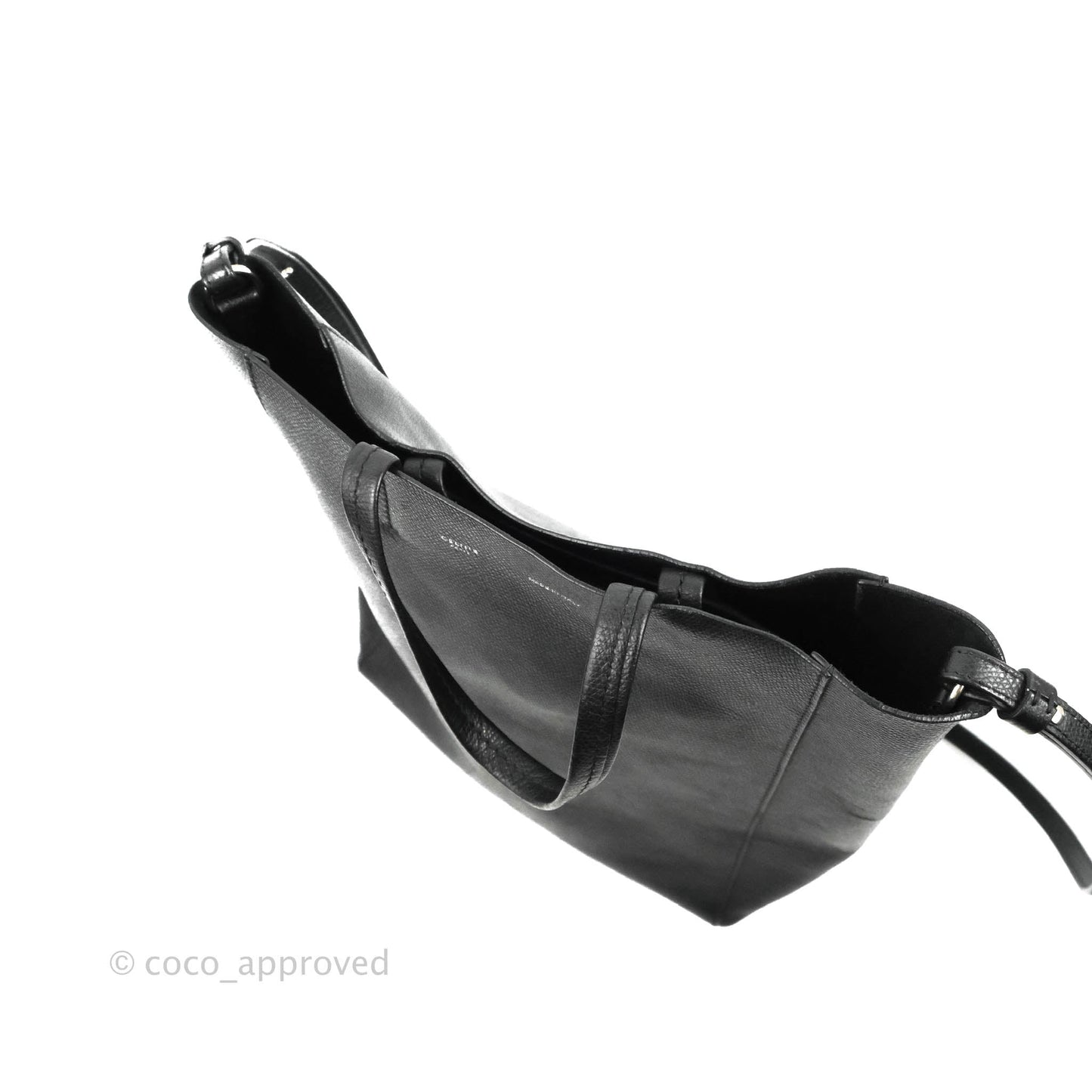 Celine Small Vertical Cabas Tote Grained Calfskin Black Silver Hardware