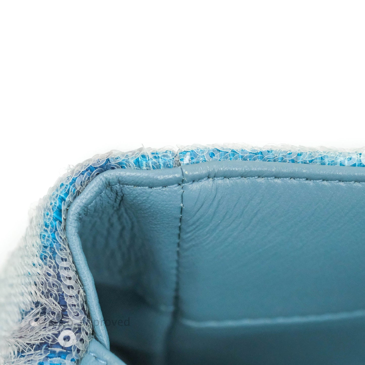 Chanel Large Sequin Waterfall Flap Bag Blue Silver Hardware