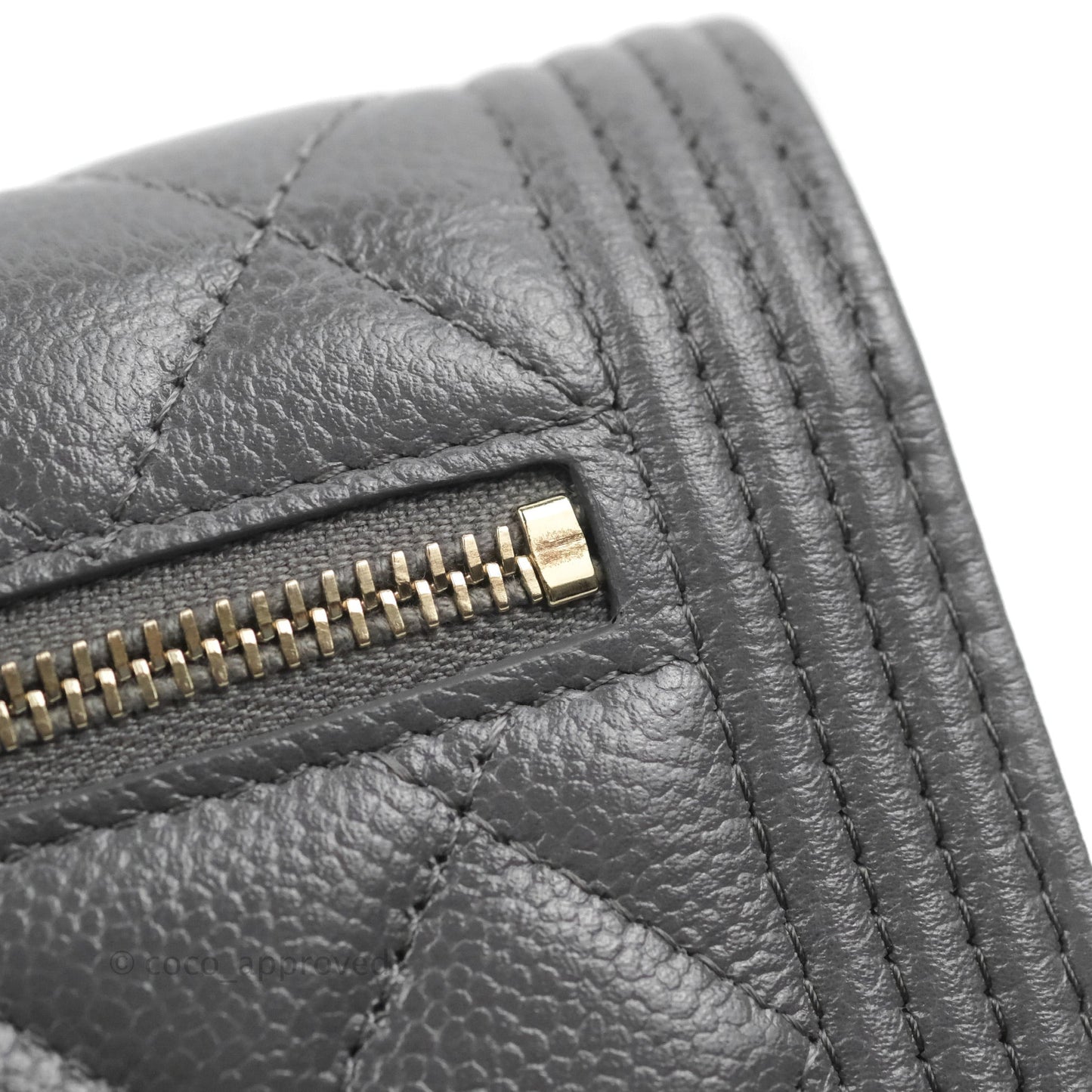 Chanel Quilted Mini Boy Wallet on Chain WOC Dark Grey Caviar Aged Gold Hardware