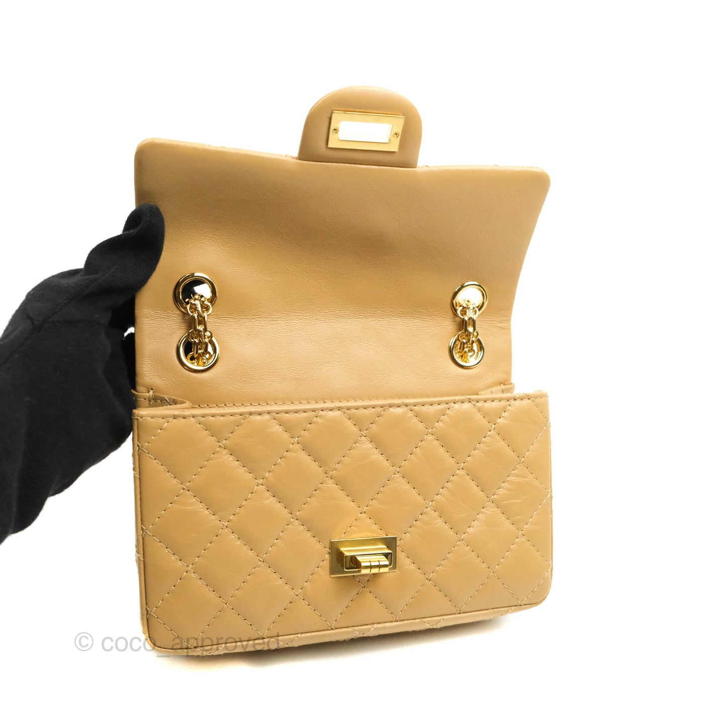 Chanel Mini Reissue 224 Dark Beige Aged Calfskin Gold Hardware