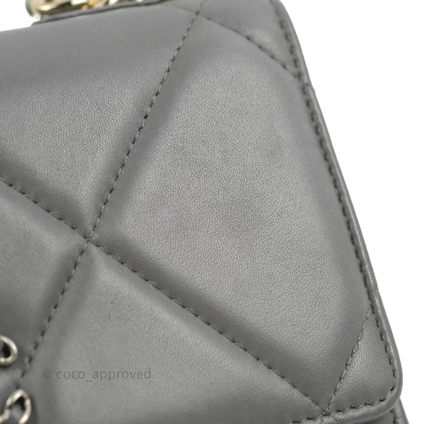 Chanel 19 Wallet on Chain WOC Dark Grey Lambskin Mixed Hardware