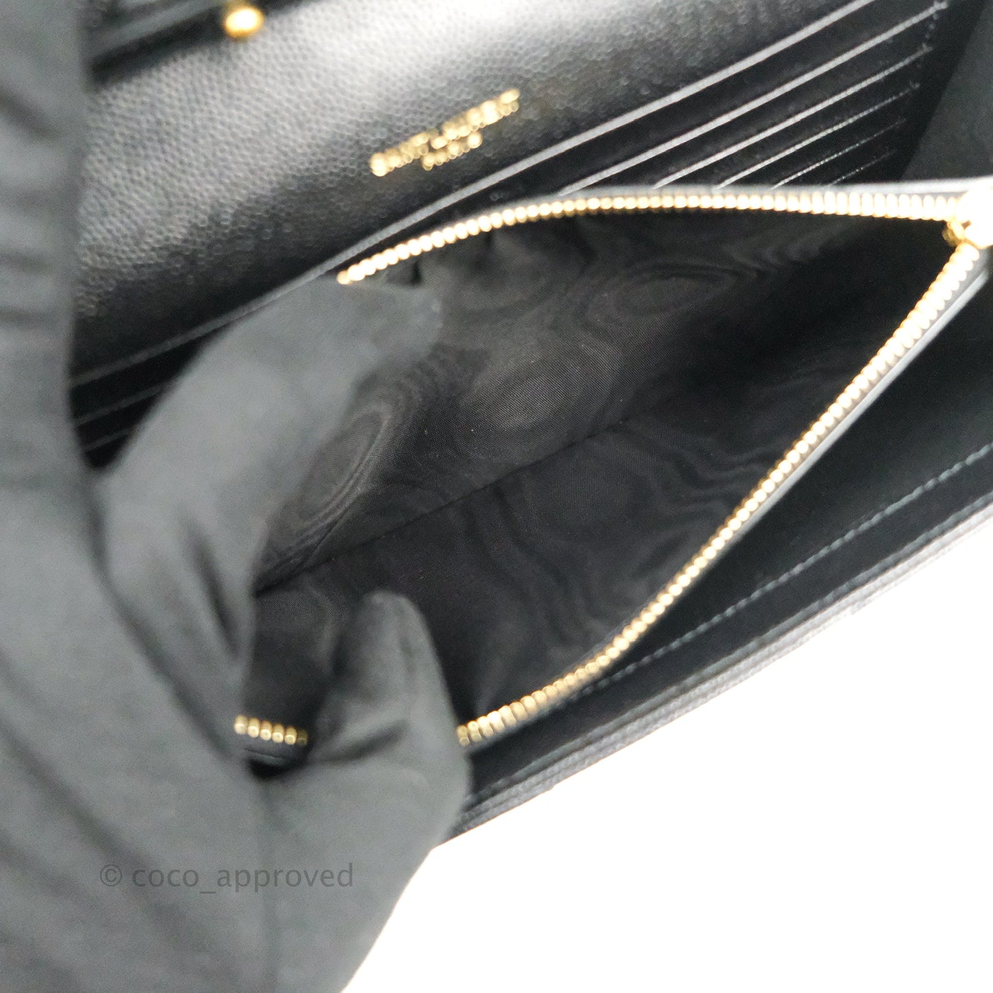 Saint Laurent Wallet on Chain Large Black Grained Leather Gold Hardware