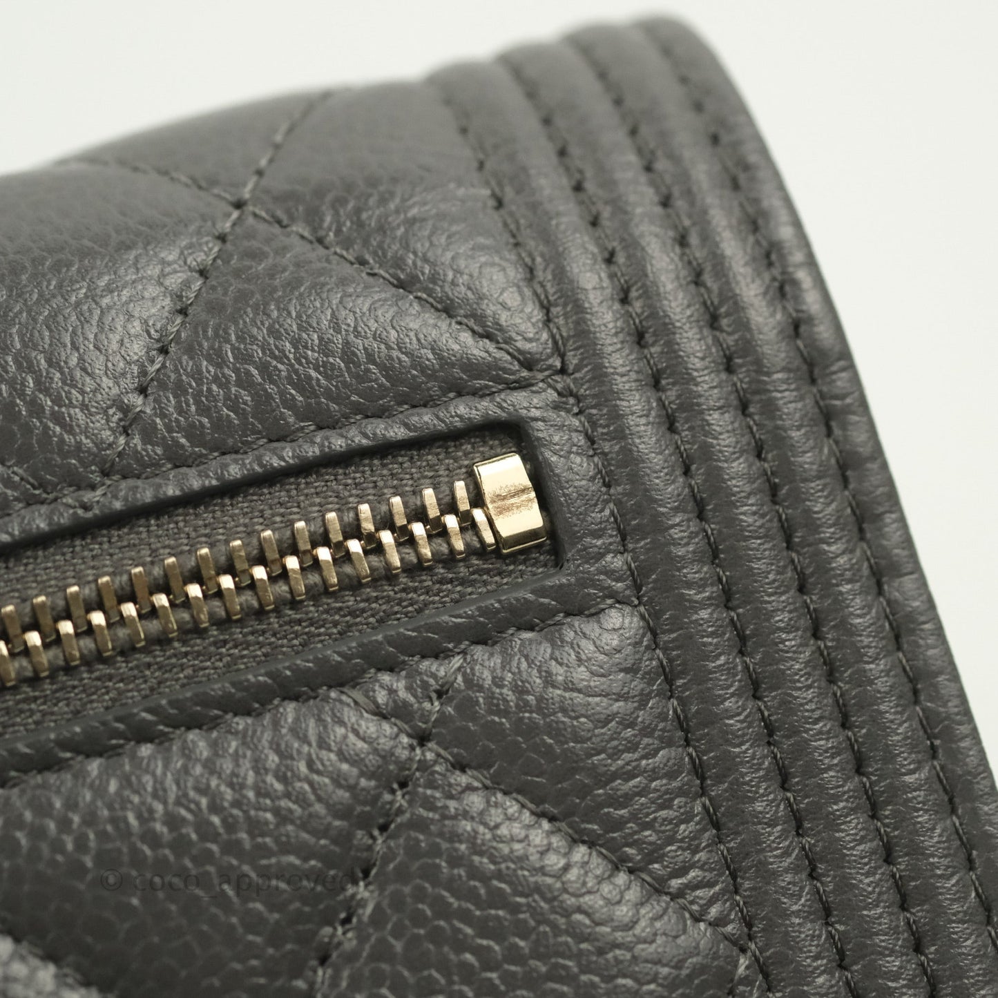 Chanel Quilted Mini Boy Wallet on Chain WOC Dark Grey Caviar Aged Gold Hardware