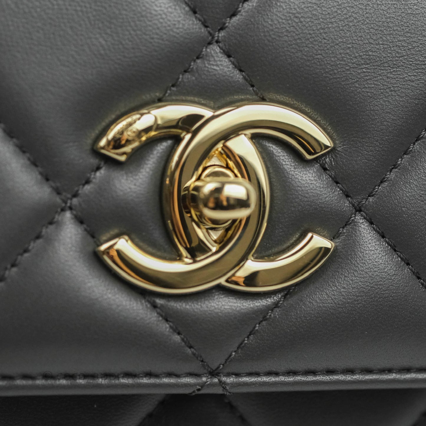 Chanel Small Trendy CC Dark Grey Lambskin Gold Hardware 21K