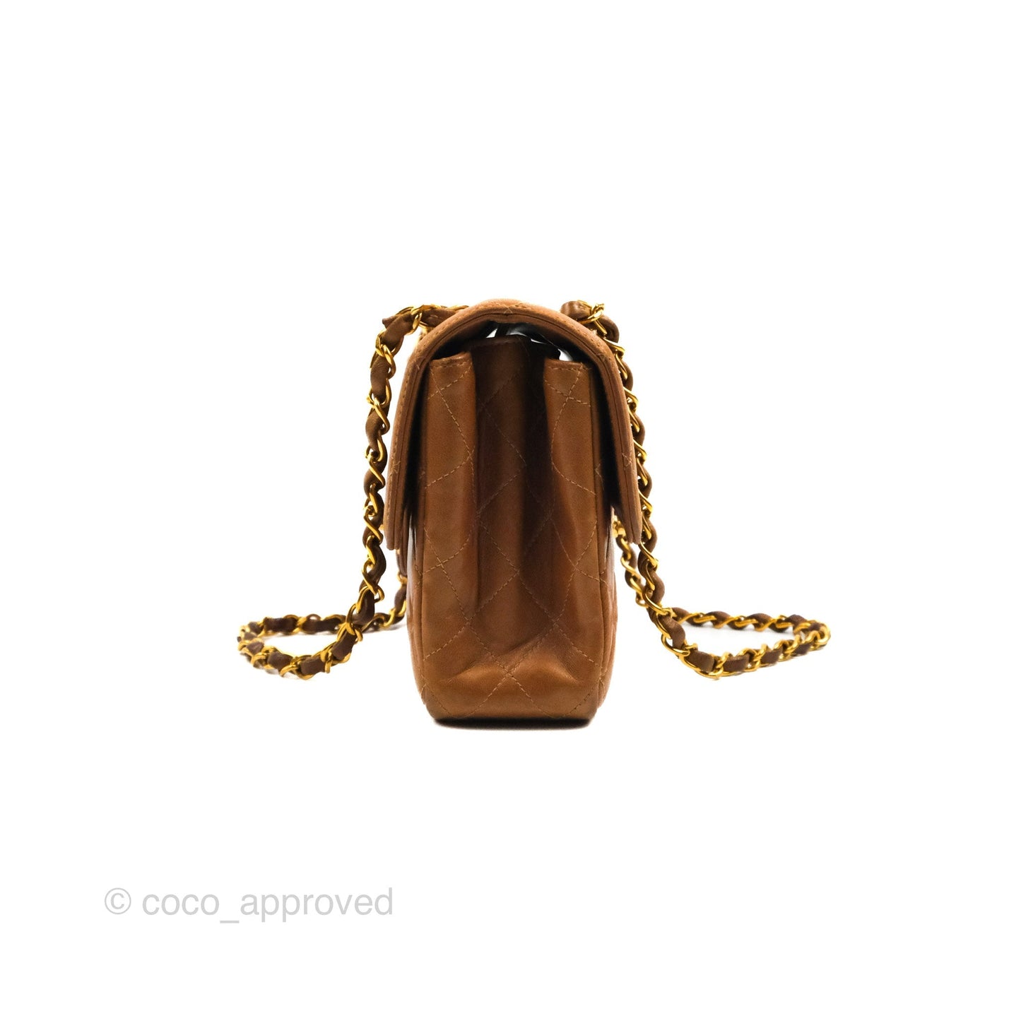 Chanel Vintage Double-sided Small Flap Brown Caramel Lambskin 24K Gold Hardware