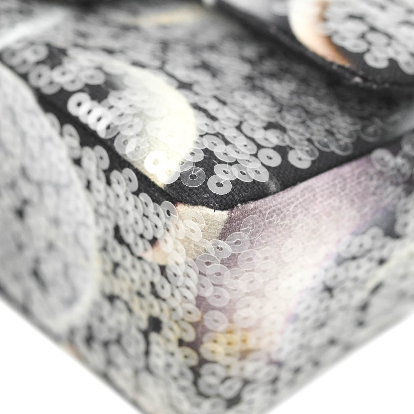 Chanel Mini Rectangular Flap Sequin Printed Canvas Silver Hardware 17K