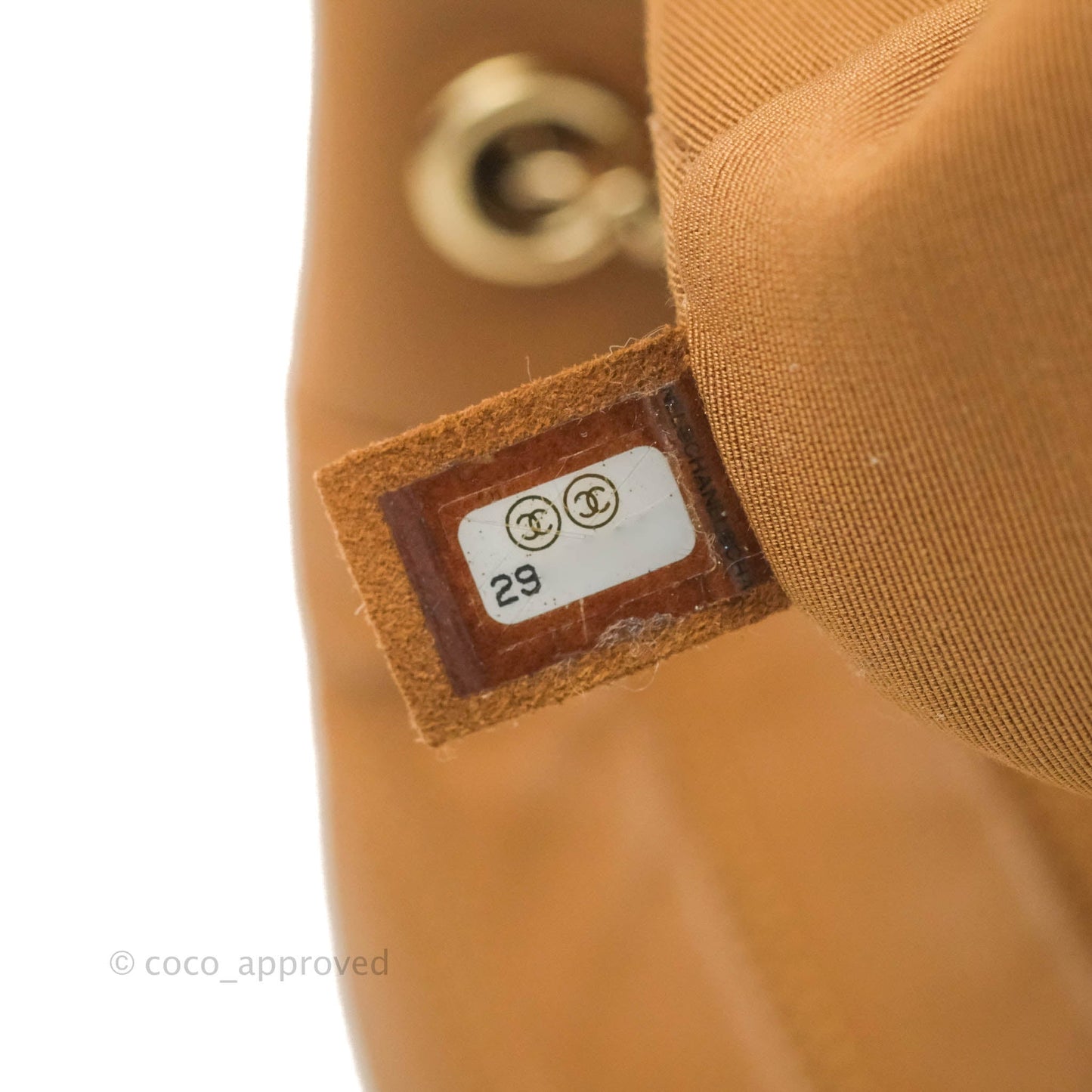 Chanel Chevron Bucket Drawstring Bag Caramel Gold Hardware