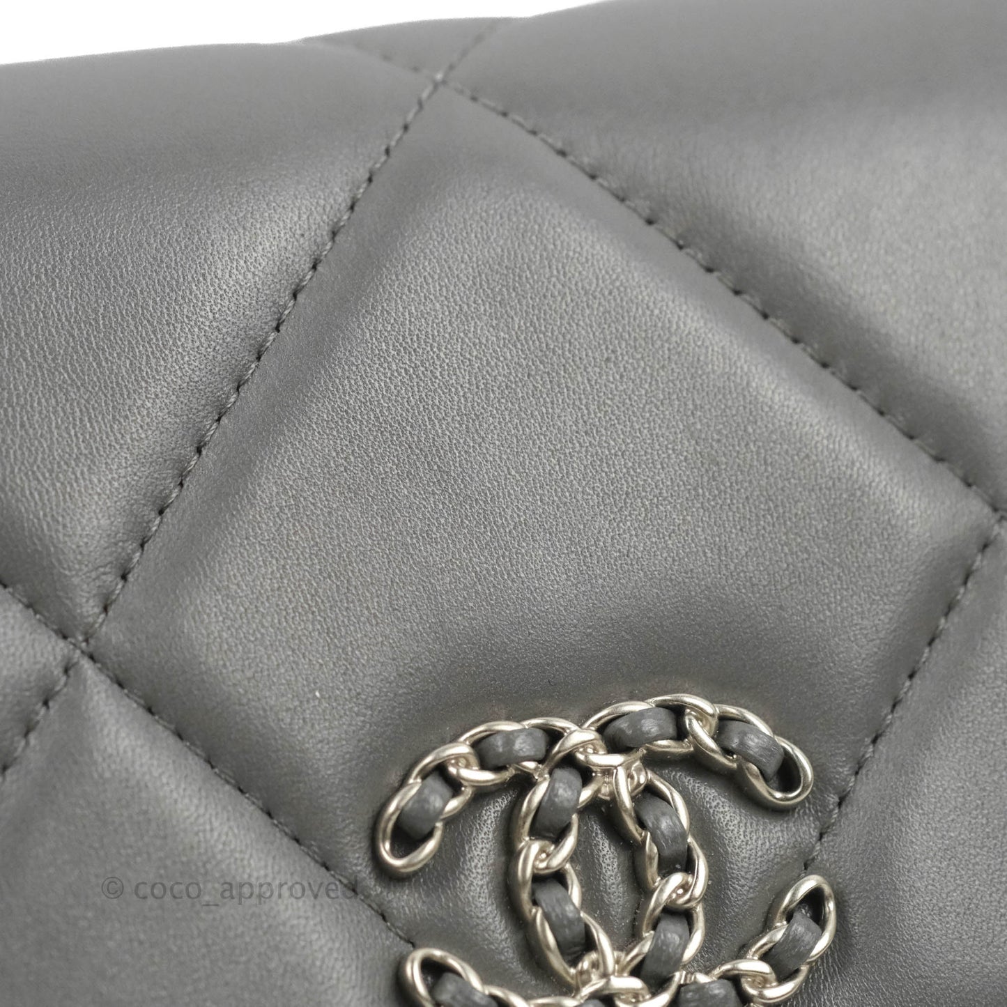 Chanel 19 Wallet on Chain WOC Dark Grey Lambskin Mixed Hardware