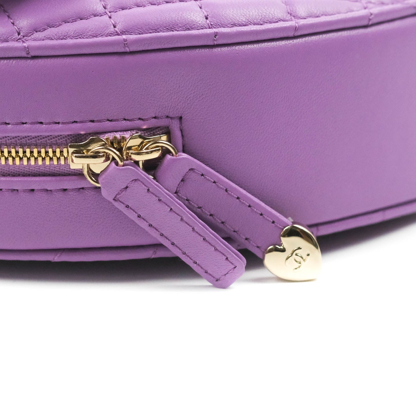 Chanel Large Heart Bag Purple Lambskin Gold Hardware 22S