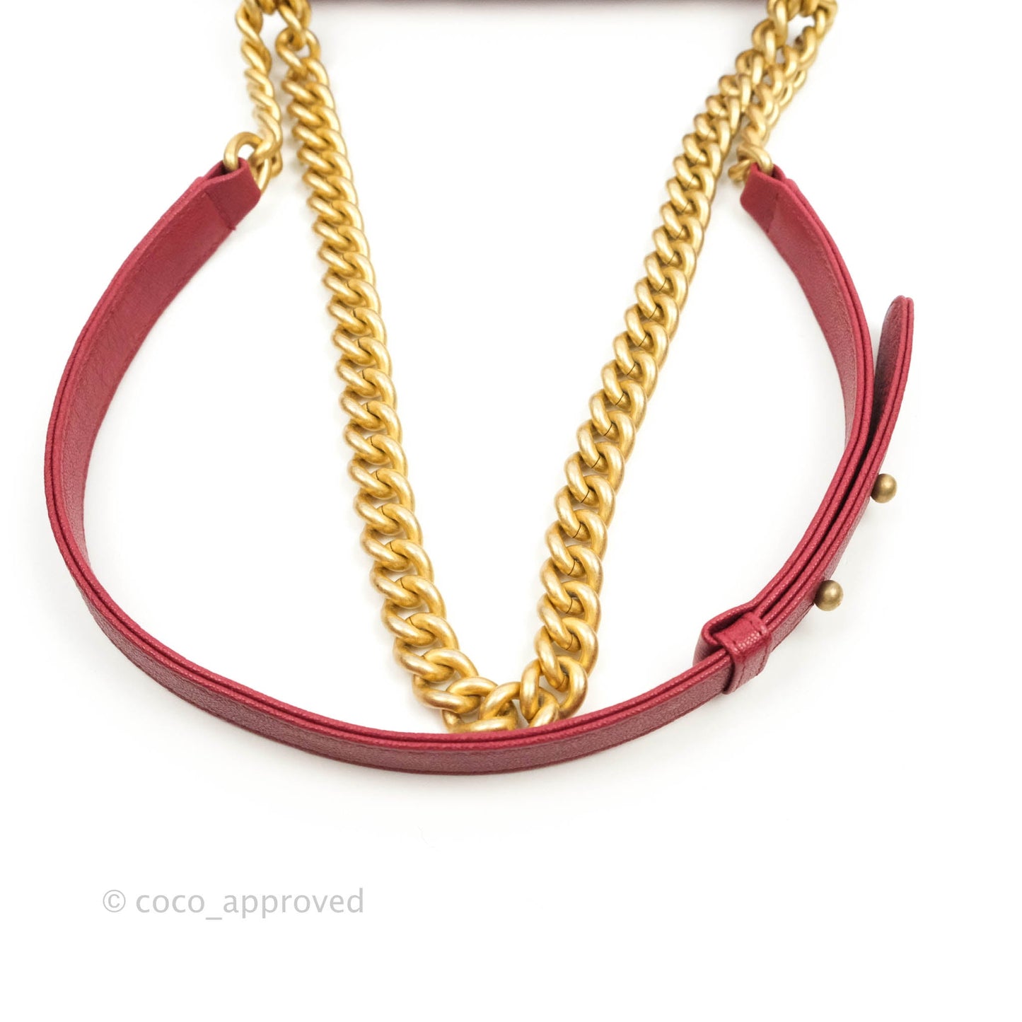 Chanel Small Chevron Boy Red Caviar Aged Gold Hardware