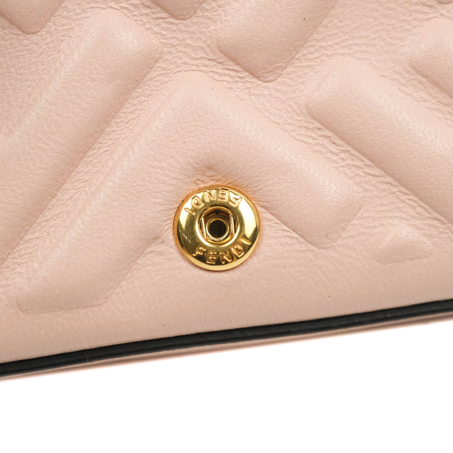 Fendi Nappa FF Embossed Nano Baguette Charm Beige Pink