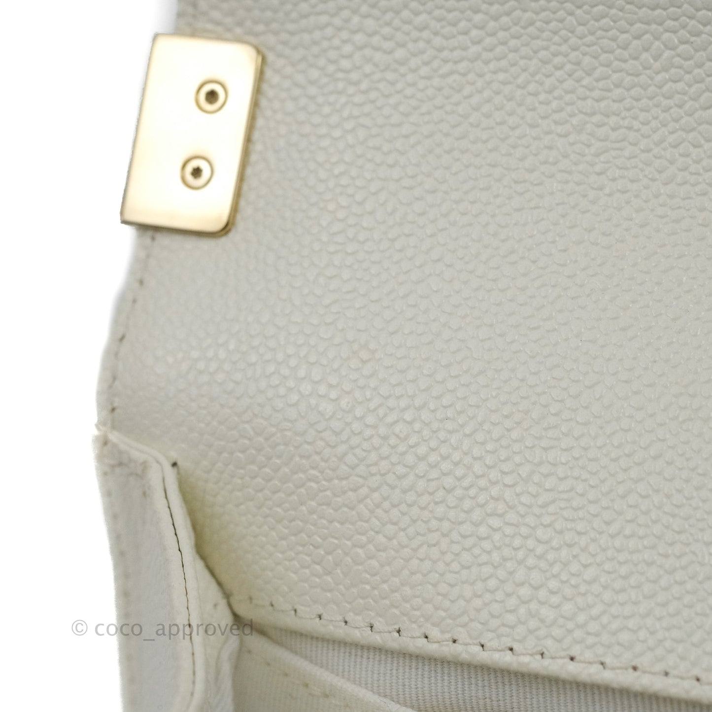Chanel Quilted Medium Boy White Caviar Gold Hardware