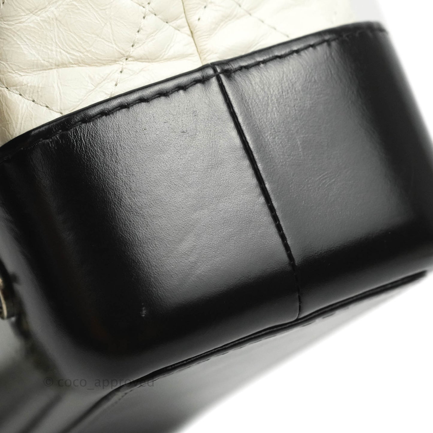 Chanel Small Gabrielle Backpack White Black Aged Calfskin
