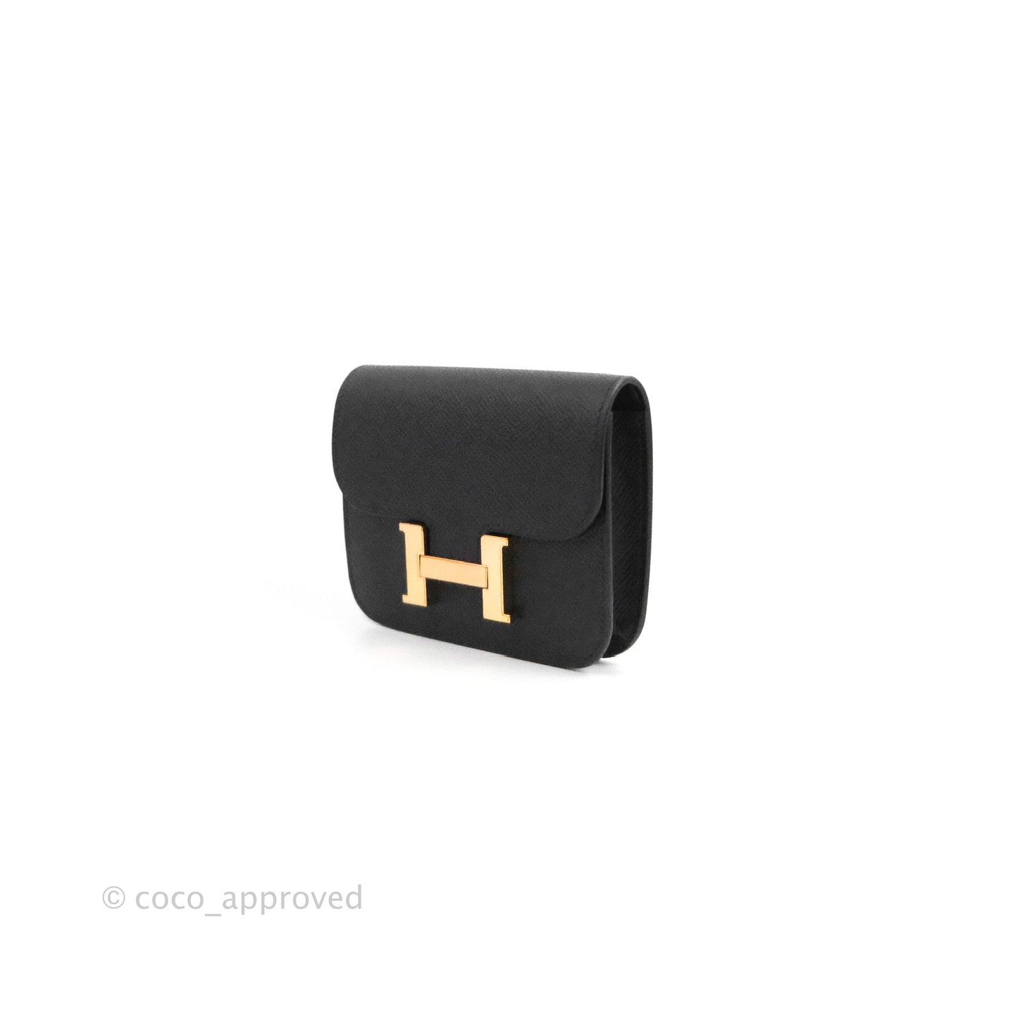 Hermès Constance Slim Wallet Black Epsom Rose Gold Hardware