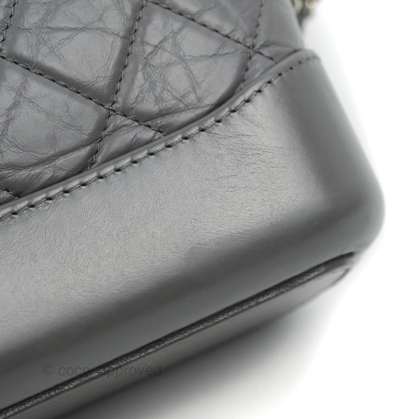 Chanel Quilted Small Gabrielle Hobo Grey Calfskin Mixed Hardware