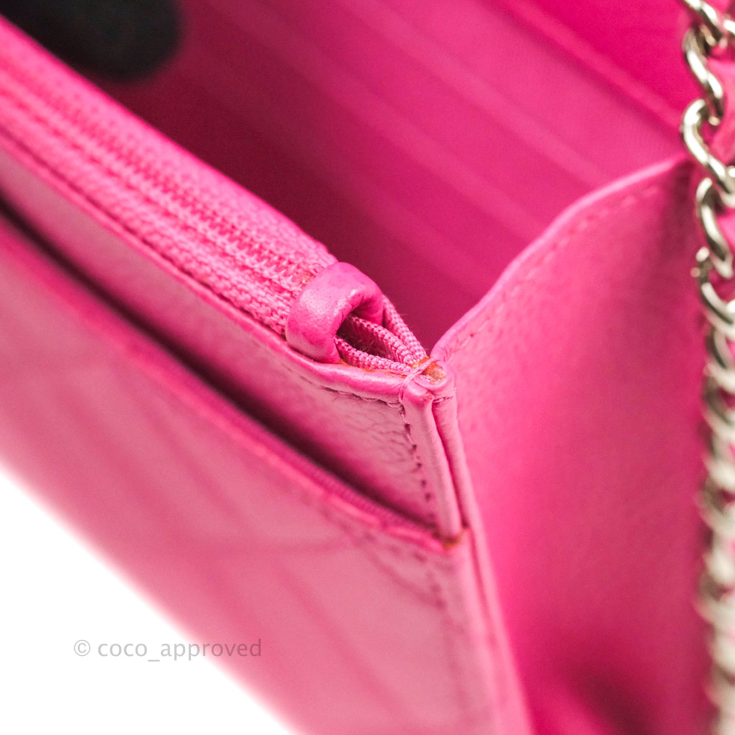 Chanel Quilted Wallet on Chain WOC Pink Caviar Silver Hardware