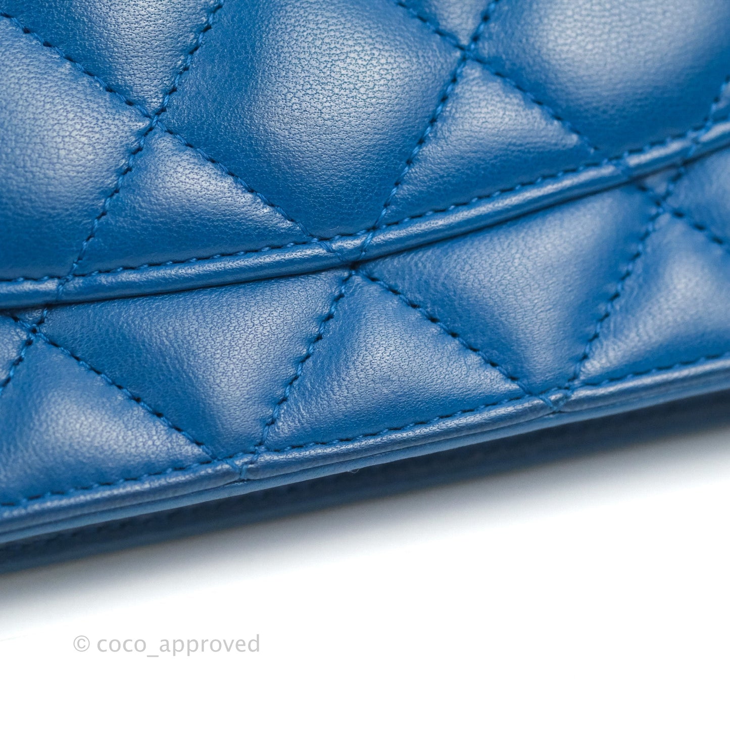 Chanel Quilted Classic Wallet on Chain WOC Blue Lambskin Gold Hardware