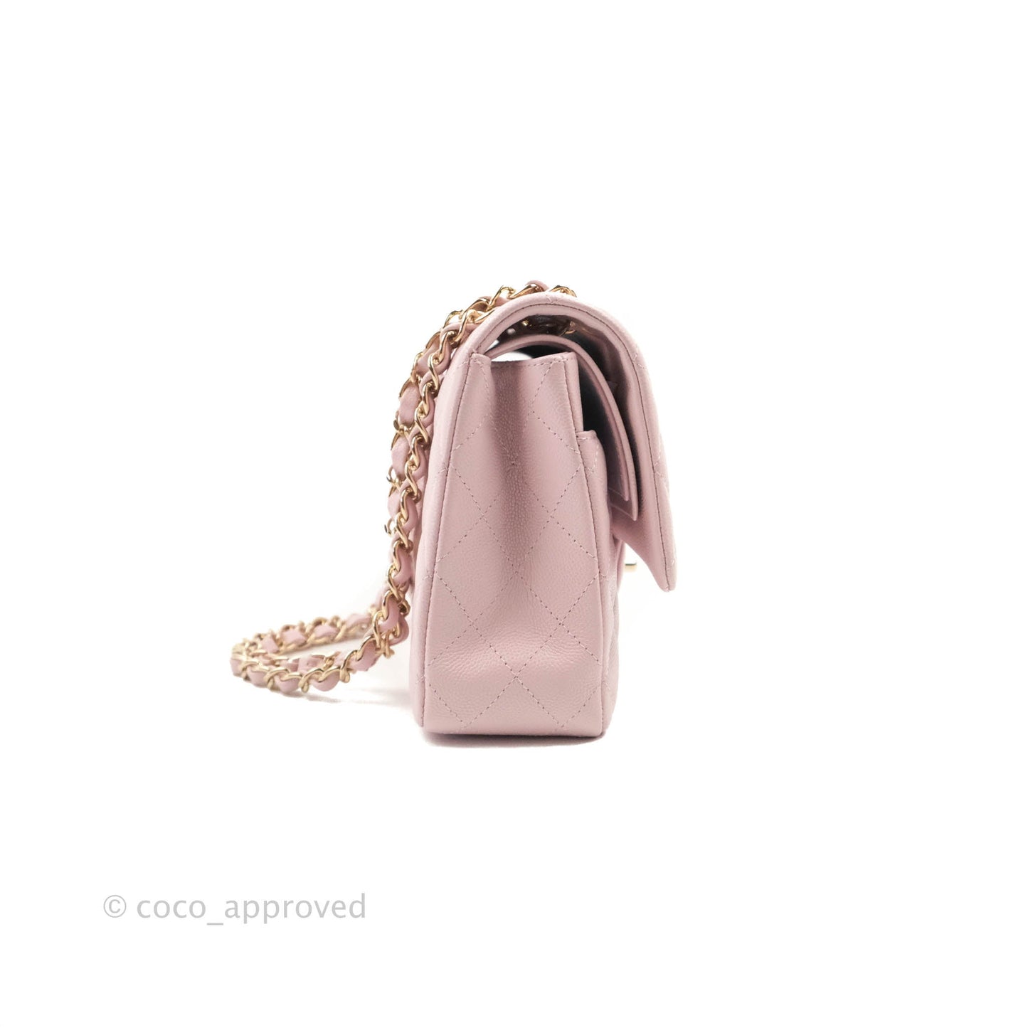 Chanel M/L Medium Double Flap Bag Lilac Rose Clair Caviar Gold Hardware 21S