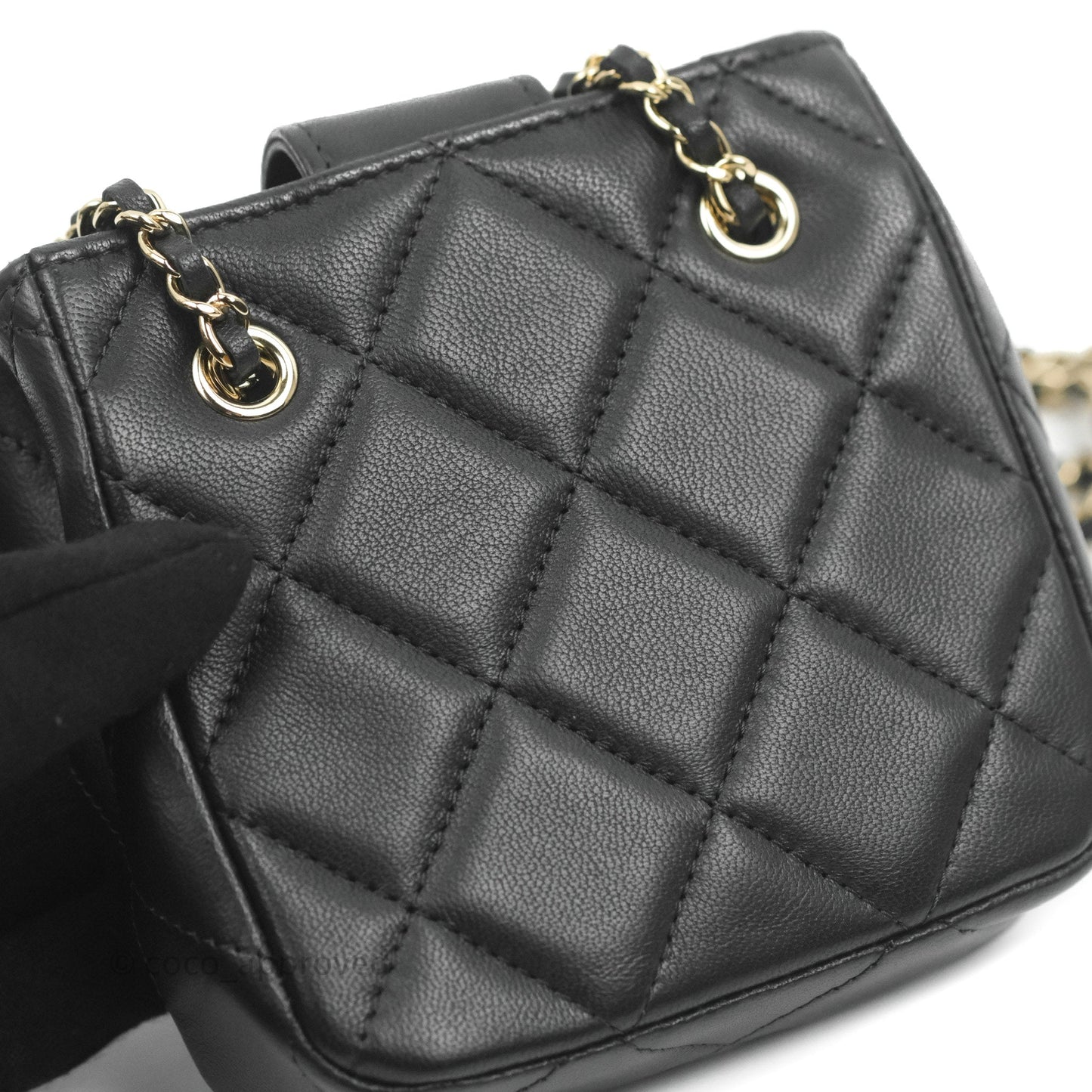 Chanel Mini Clutch With Chain Black Lambskin Gold Hardware 22C