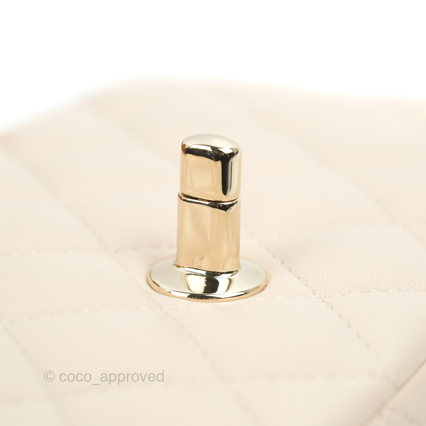 Chanel Top Handle Mini Rectangular Flap Bag Ecru/Beige Lambskin Gold Hardware 23P