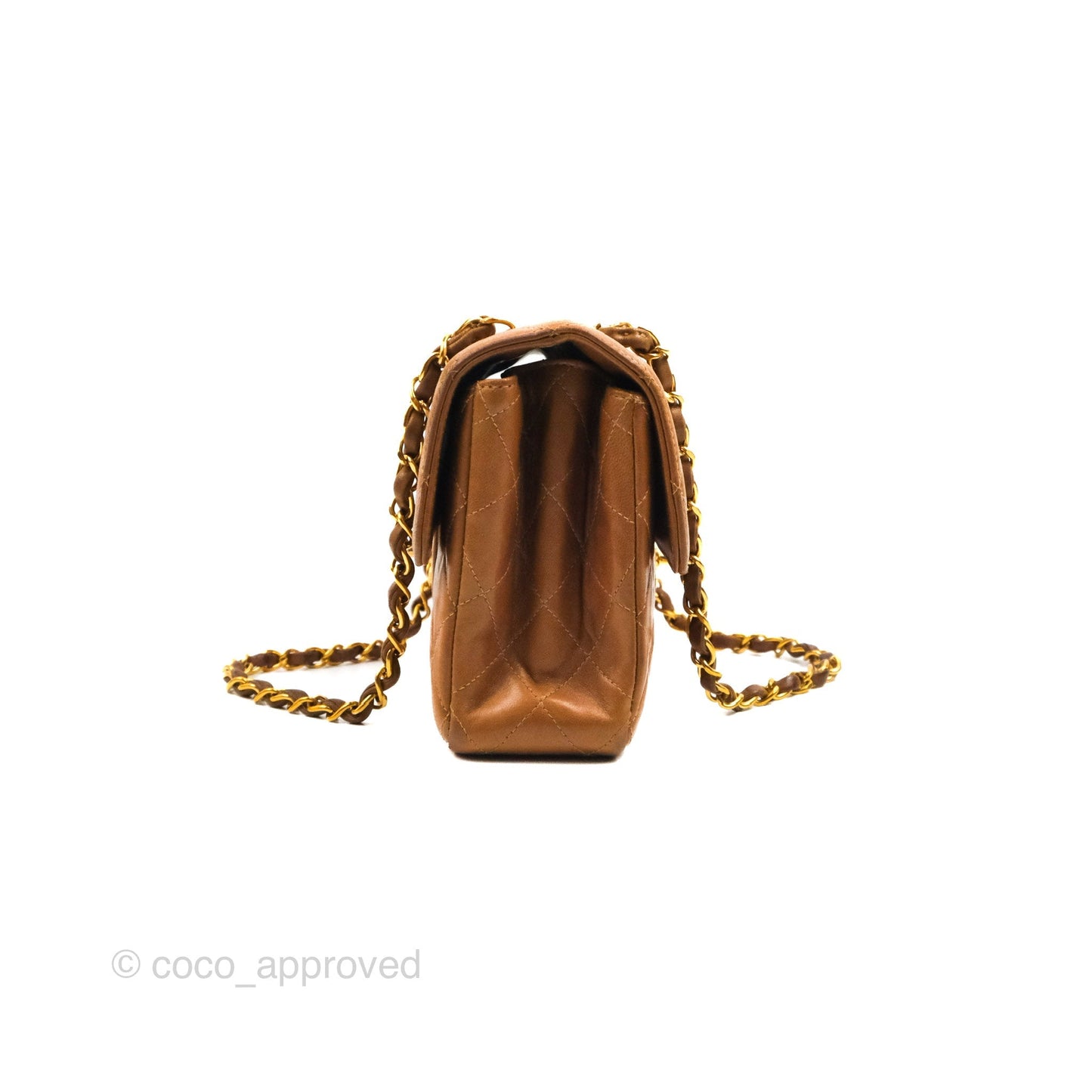 Chanel Vintage Double-sided Small Flap Brown Caramel Lambskin 24K Gold Hardware