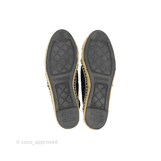 Chanel Espadrille Black Beige Leather Size 36C