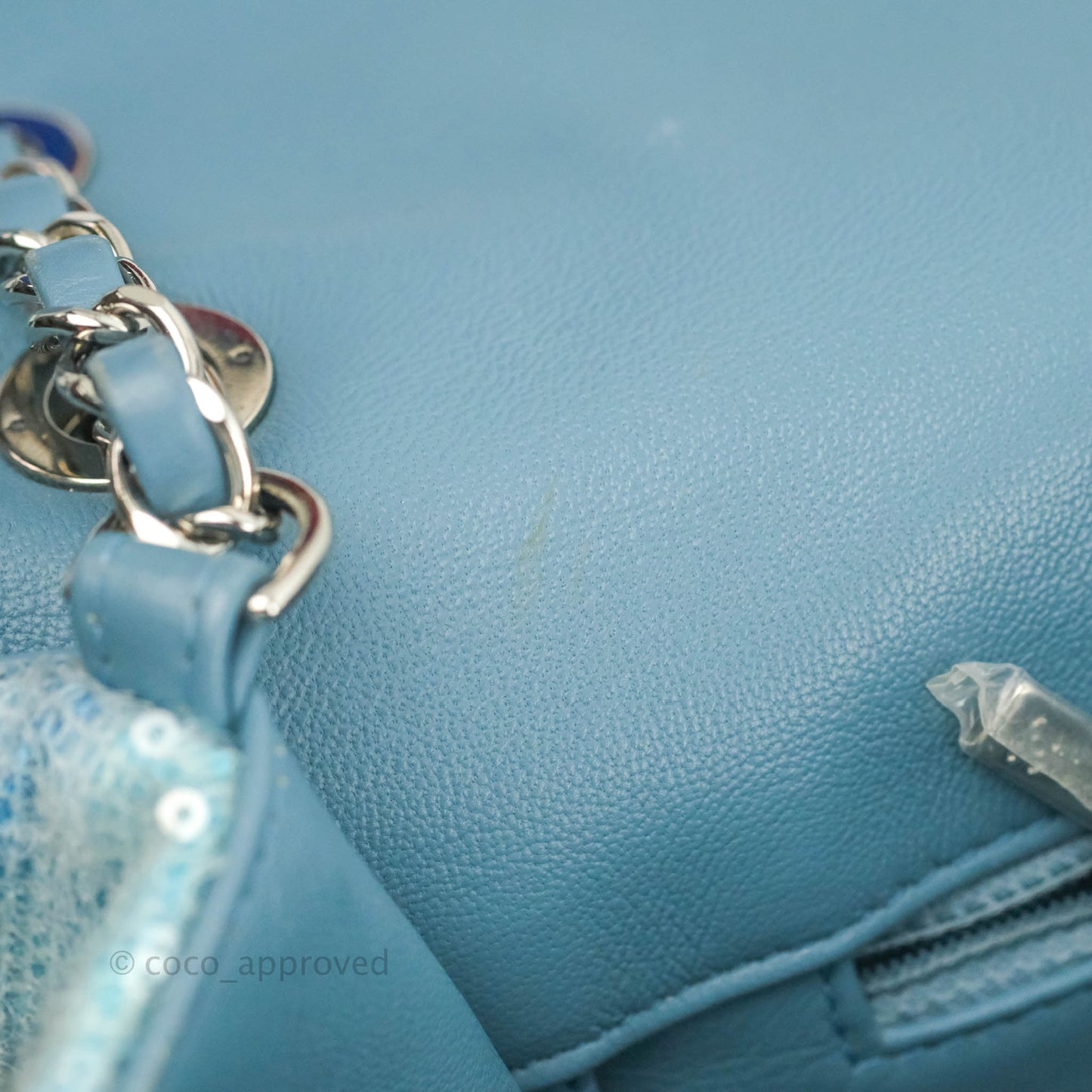 Chanel Large Sequin Waterfall Flap Bag Blue Silver Hardware