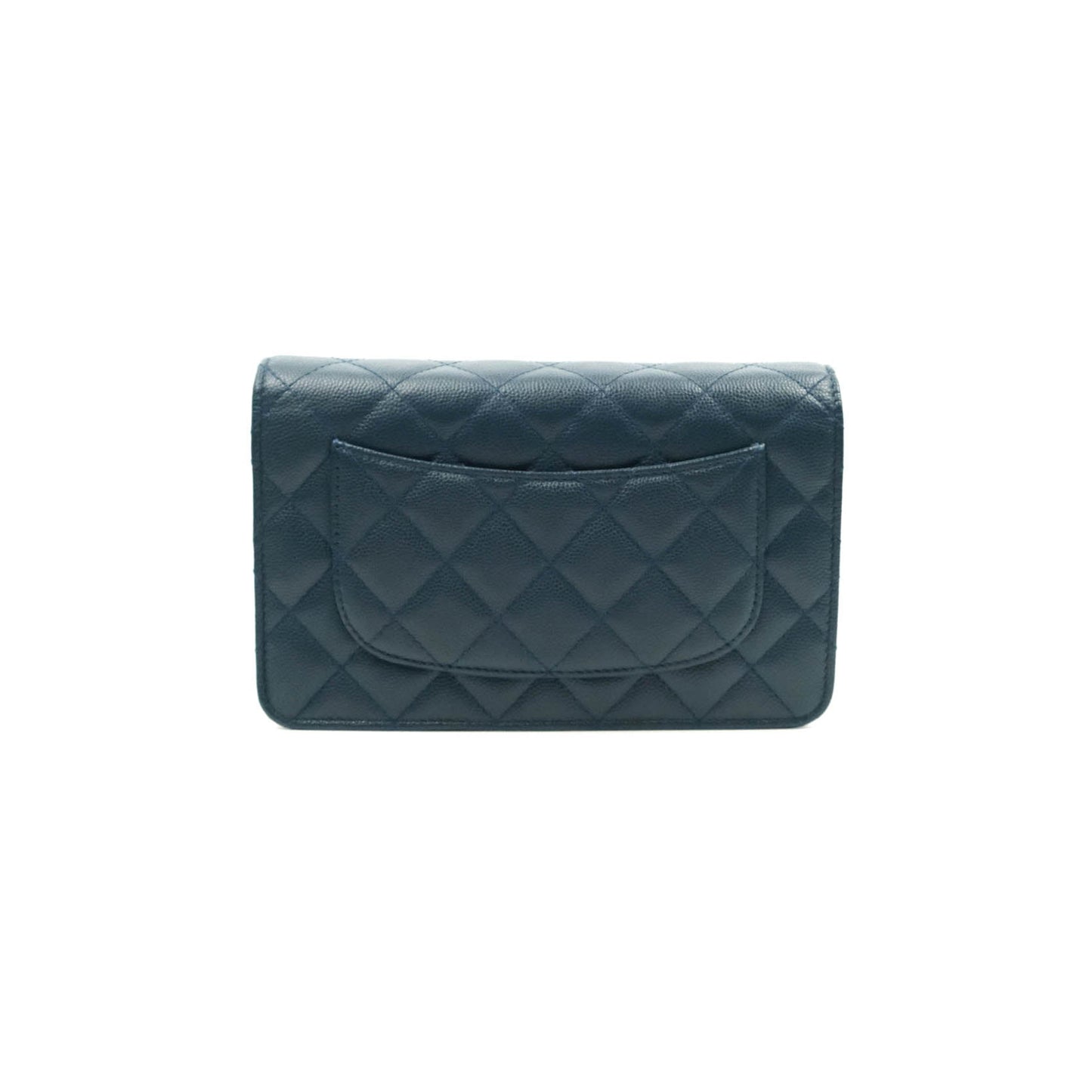 Chanel Quilted Wallet on Chain WOC Dark Blue Caviar Gold Hardware