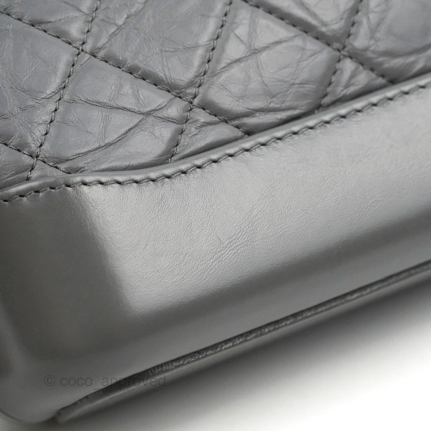 Chanel Quilted Small Gabrielle Hobo Grey Calfskin Mixed Hardware