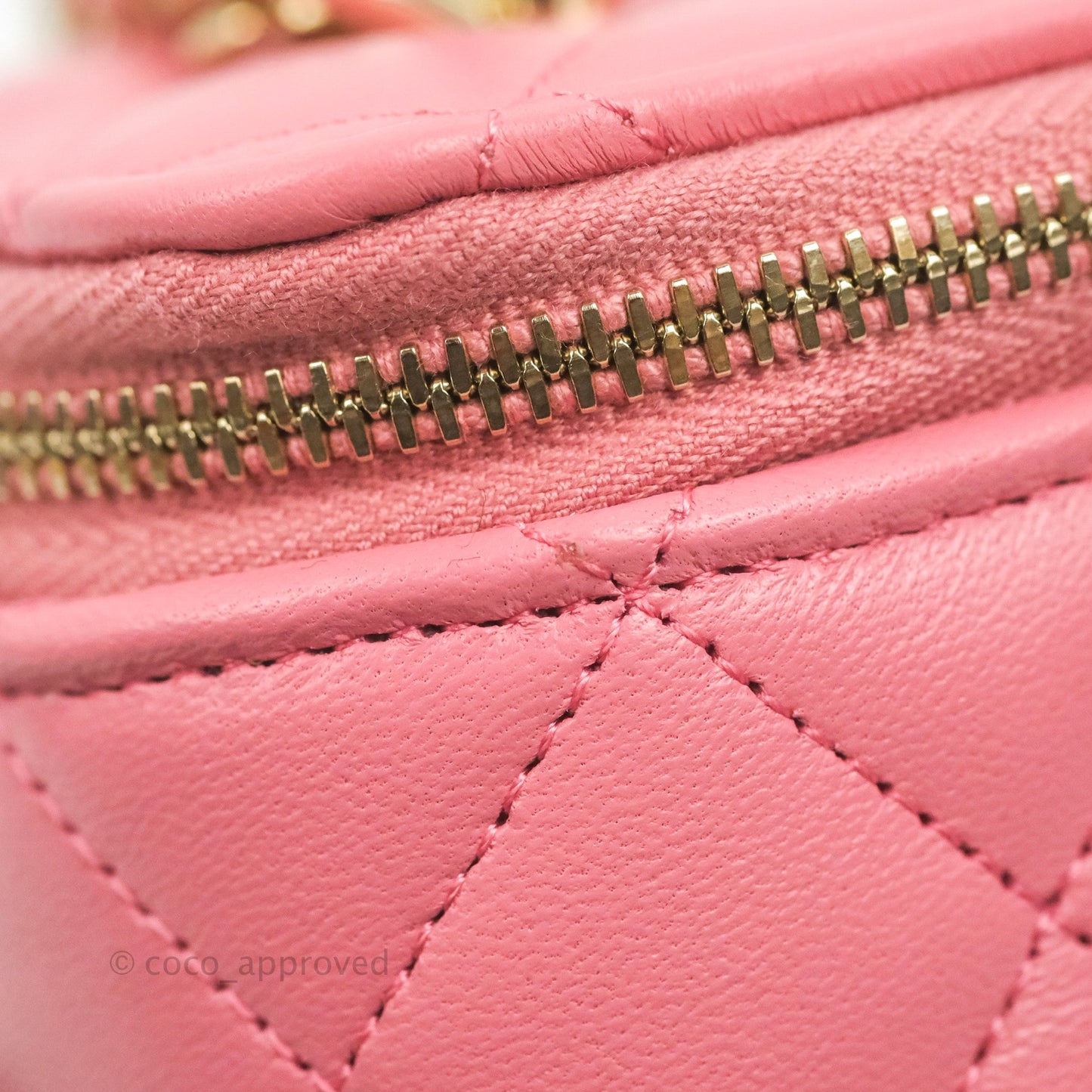 Chanel Vanity Rectangular Top Handle Pink Lambskin Gold Hardware