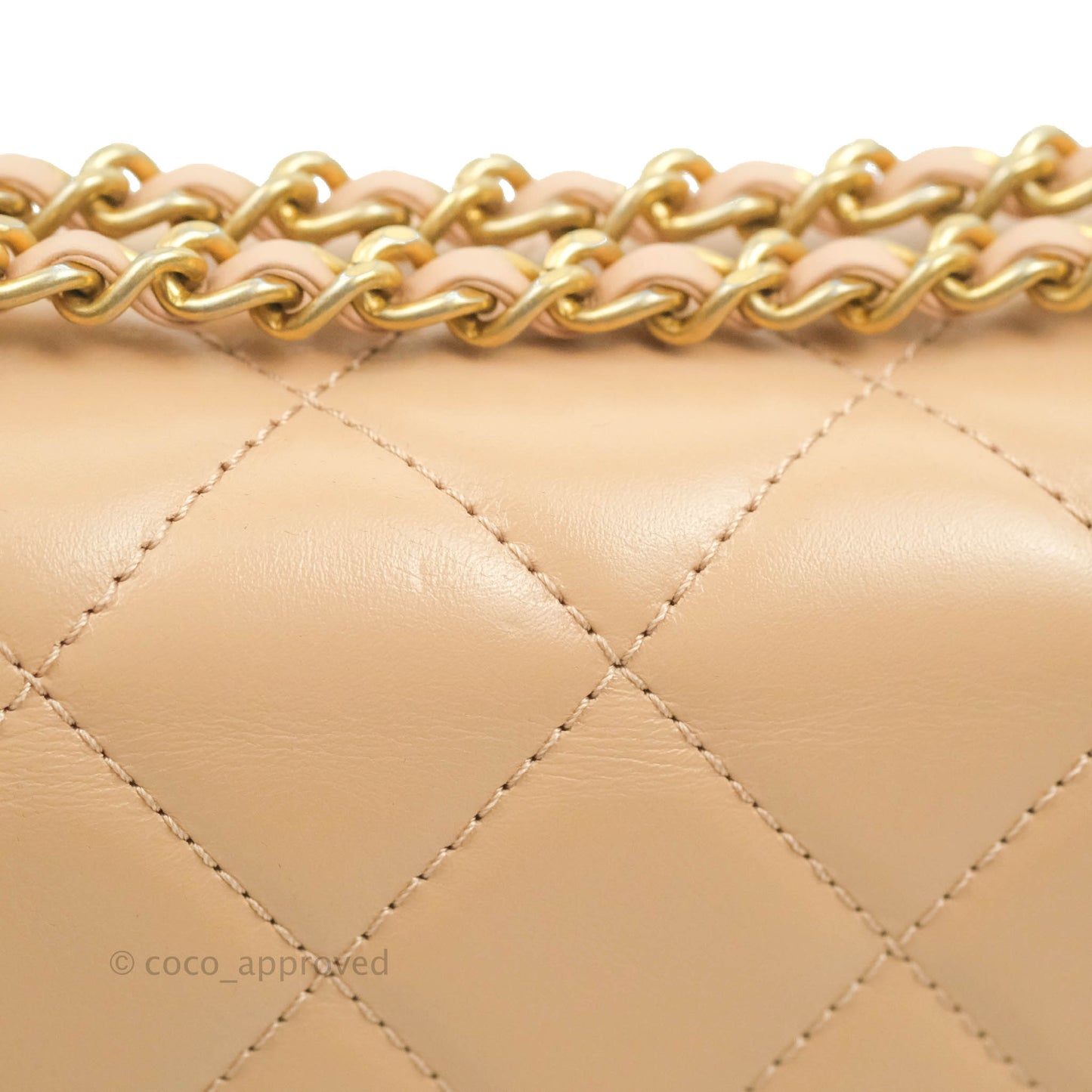 Chanel Quilted Mini Perfect Fit Adjustable Beige Calfskin Gold Hardware 21A