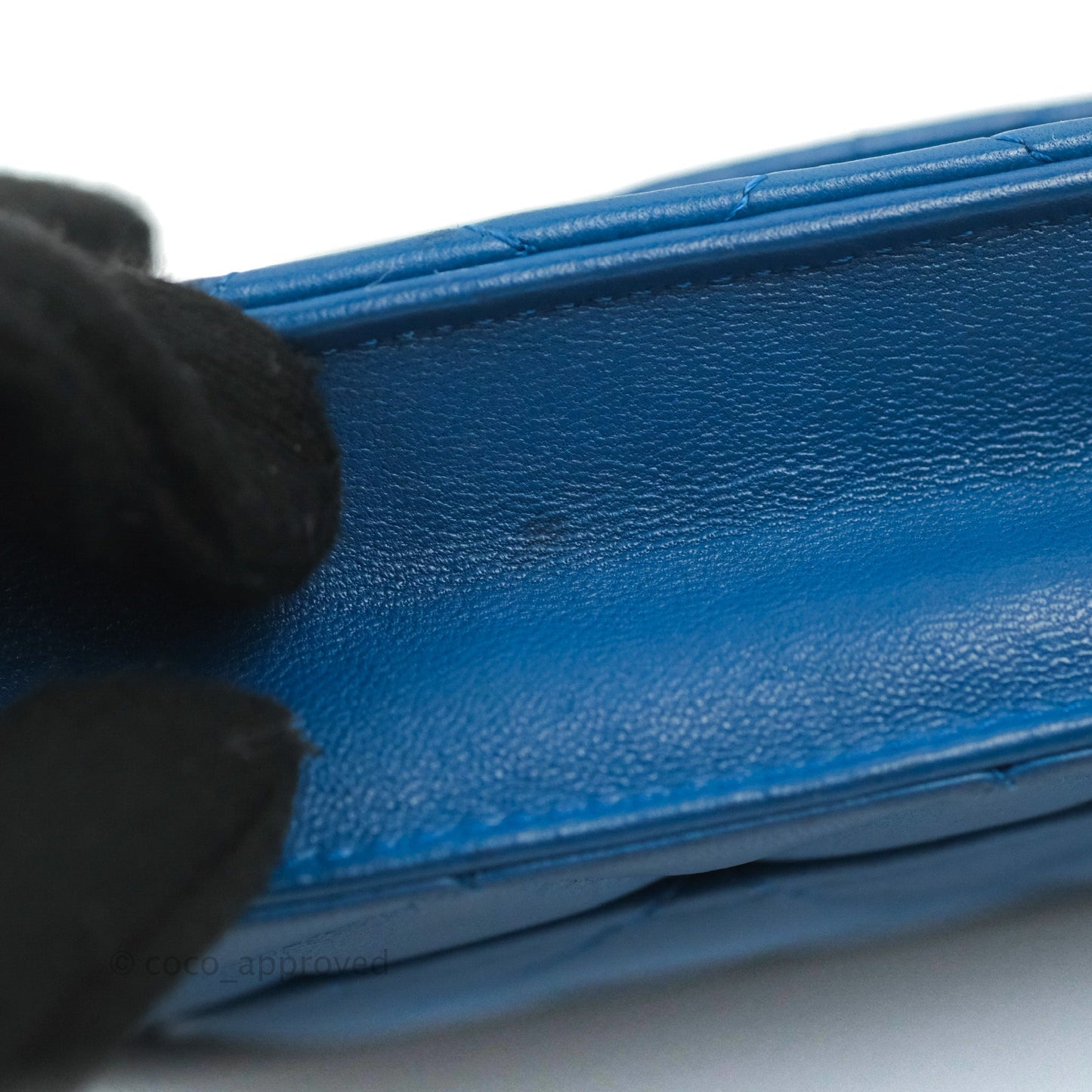 Chanel Quilted Classic Wallet on Chain WOC Blue Lambskin Gold Hardware